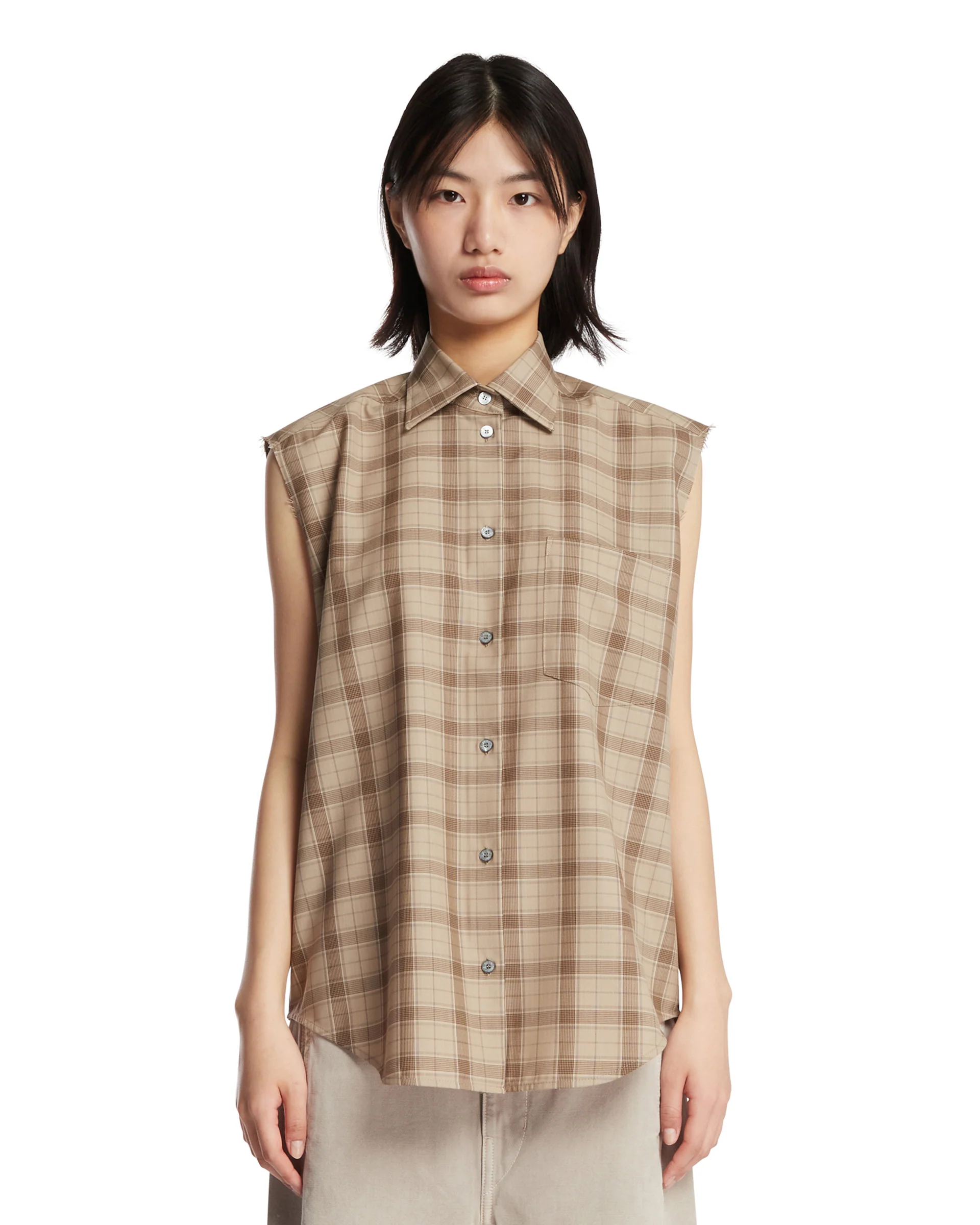 Camicia A Quadri Senza Maniche