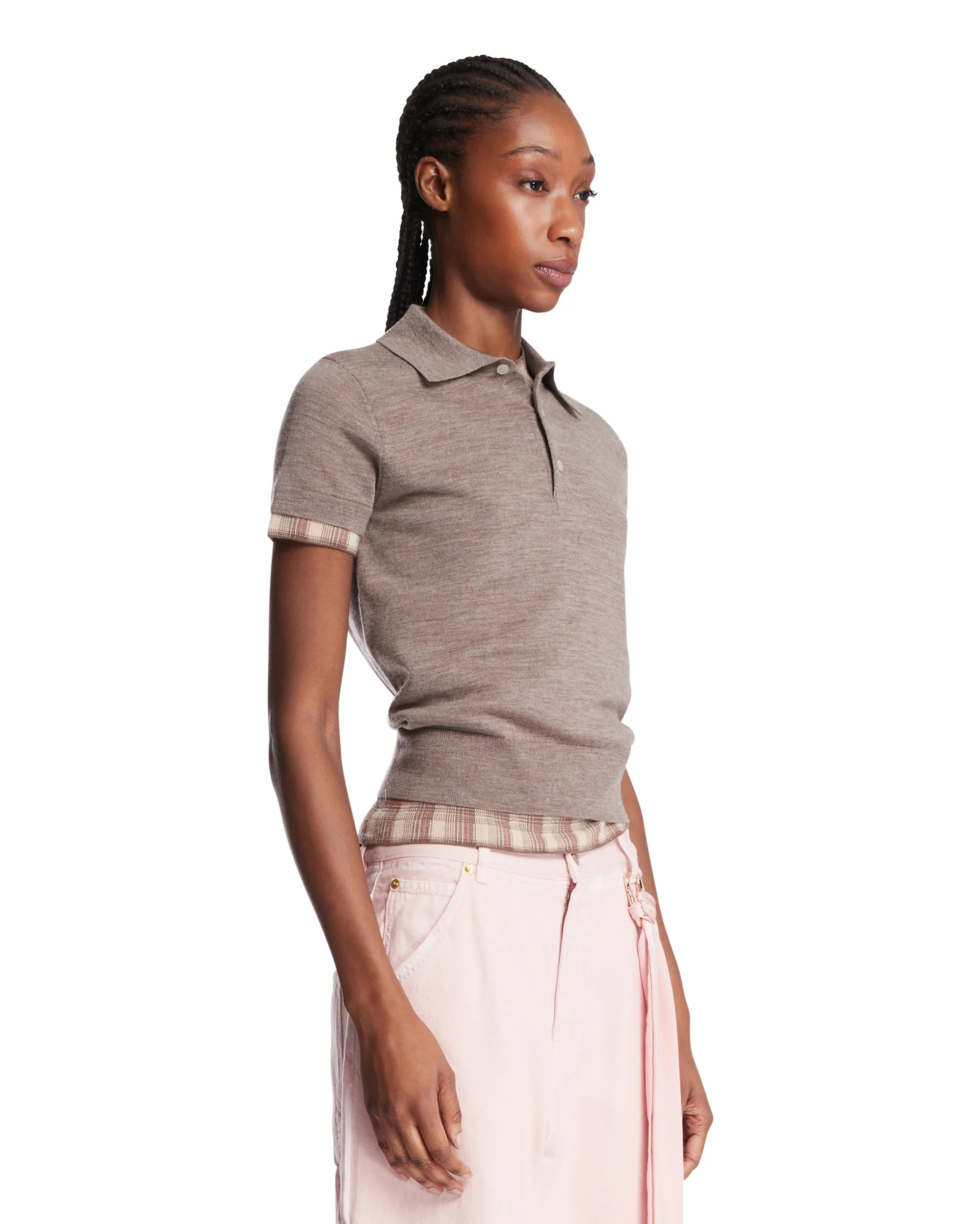 Polo In Lana A Maniche Corte Beige - Image 2