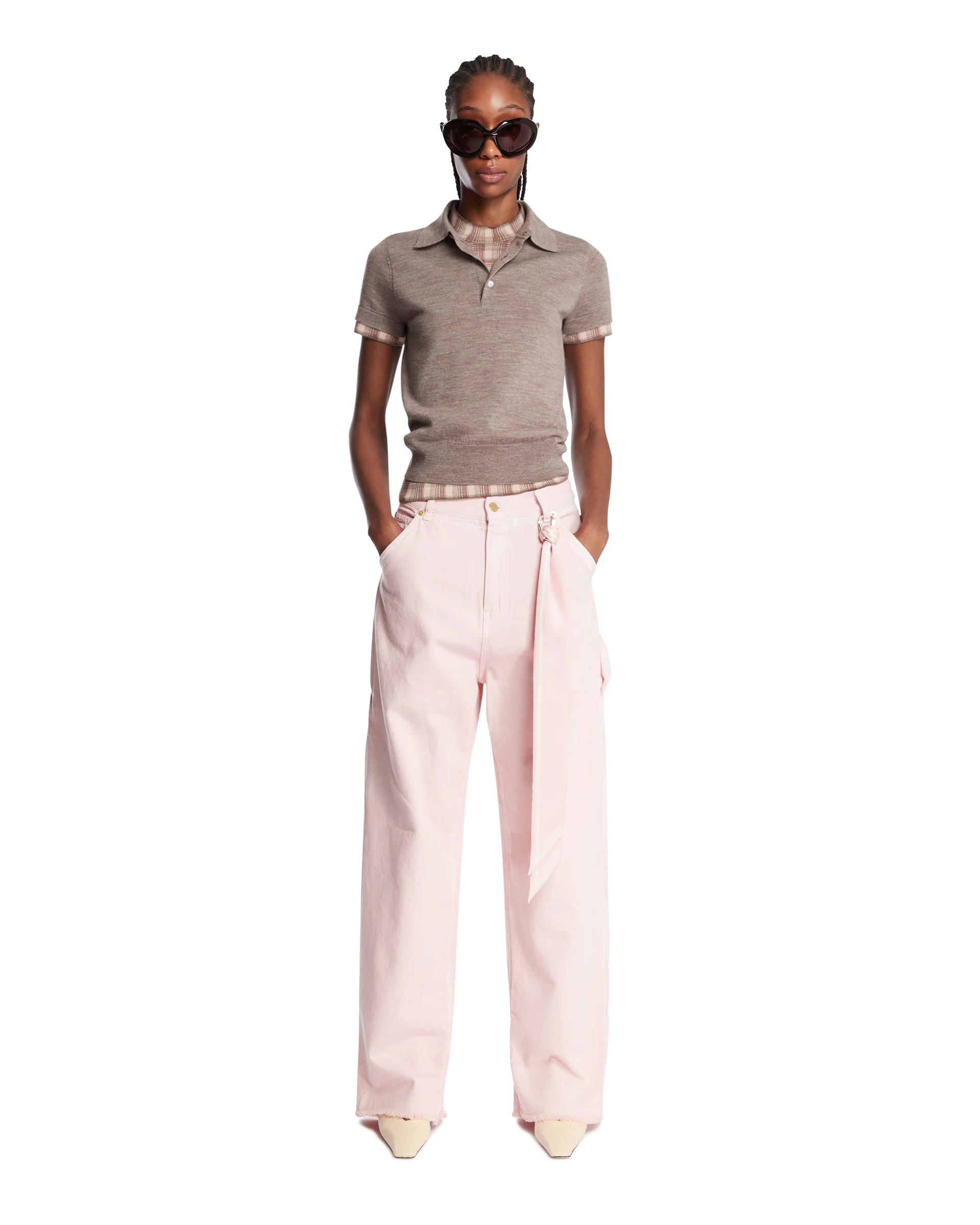 Polo In Lana A Maniche Corte Beige - Image 3