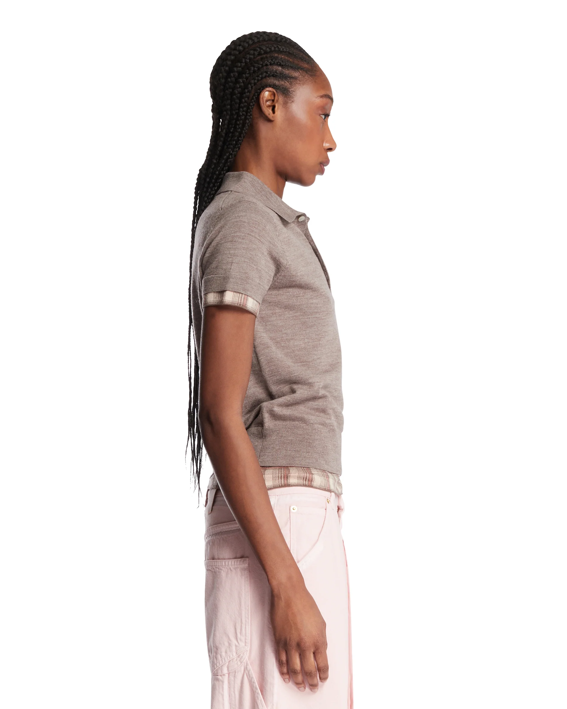 Polo In Lana A Maniche Corte Beige - Image 4