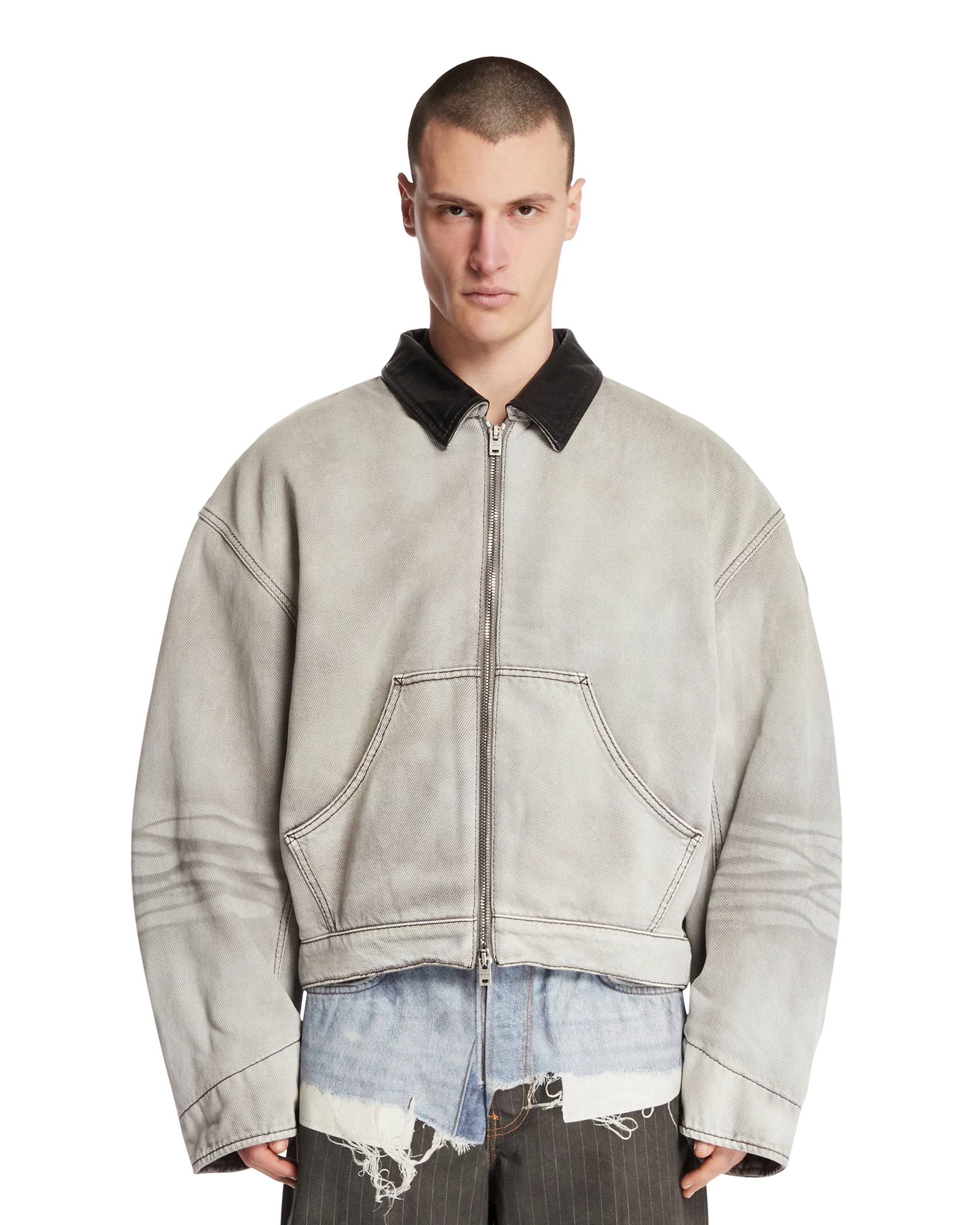 Giacca In Denim Faded Nera