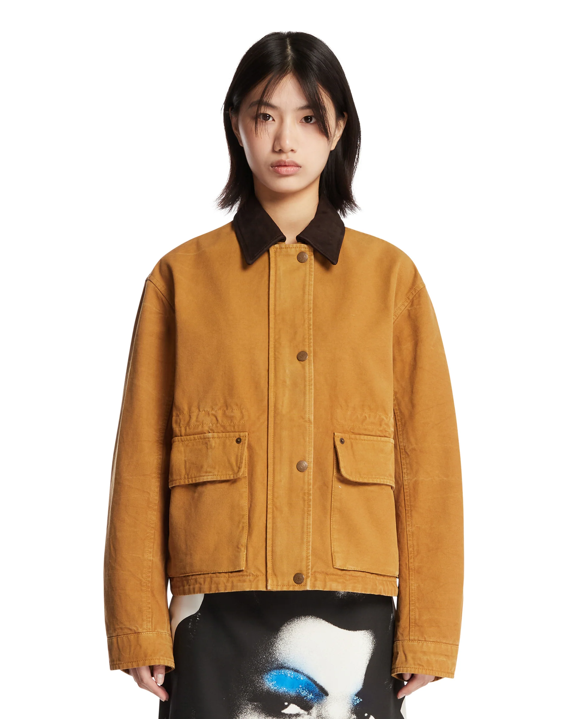 Giacca In Canvas Marrone