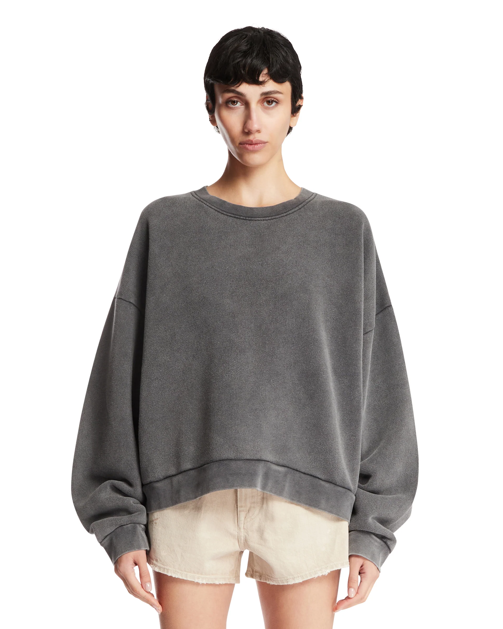 Felpa In Cotone Con Logo Grigia