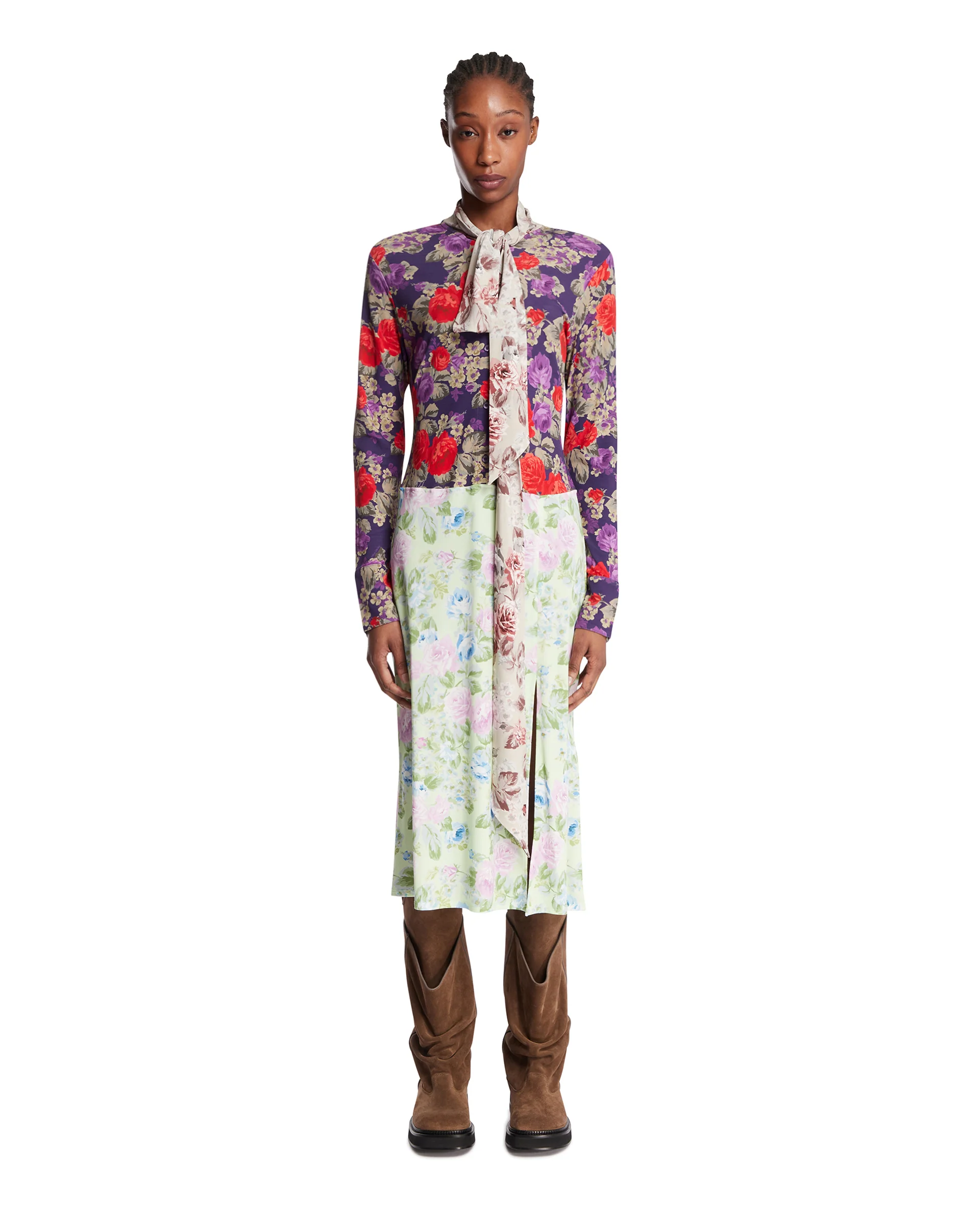 Abito Stampato Midi Multicolore