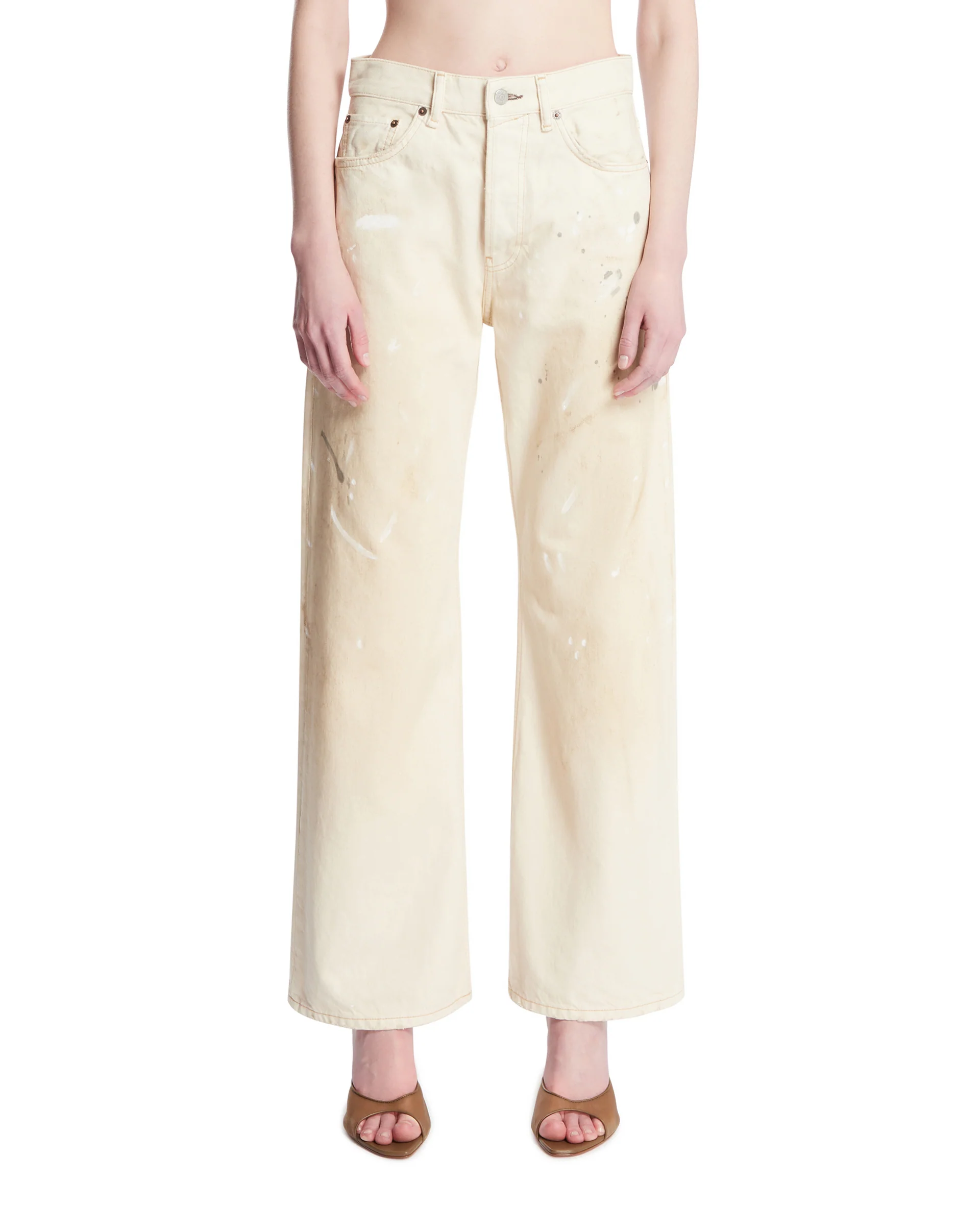 Jeans Con Dettagli Dipinti Bianchi
