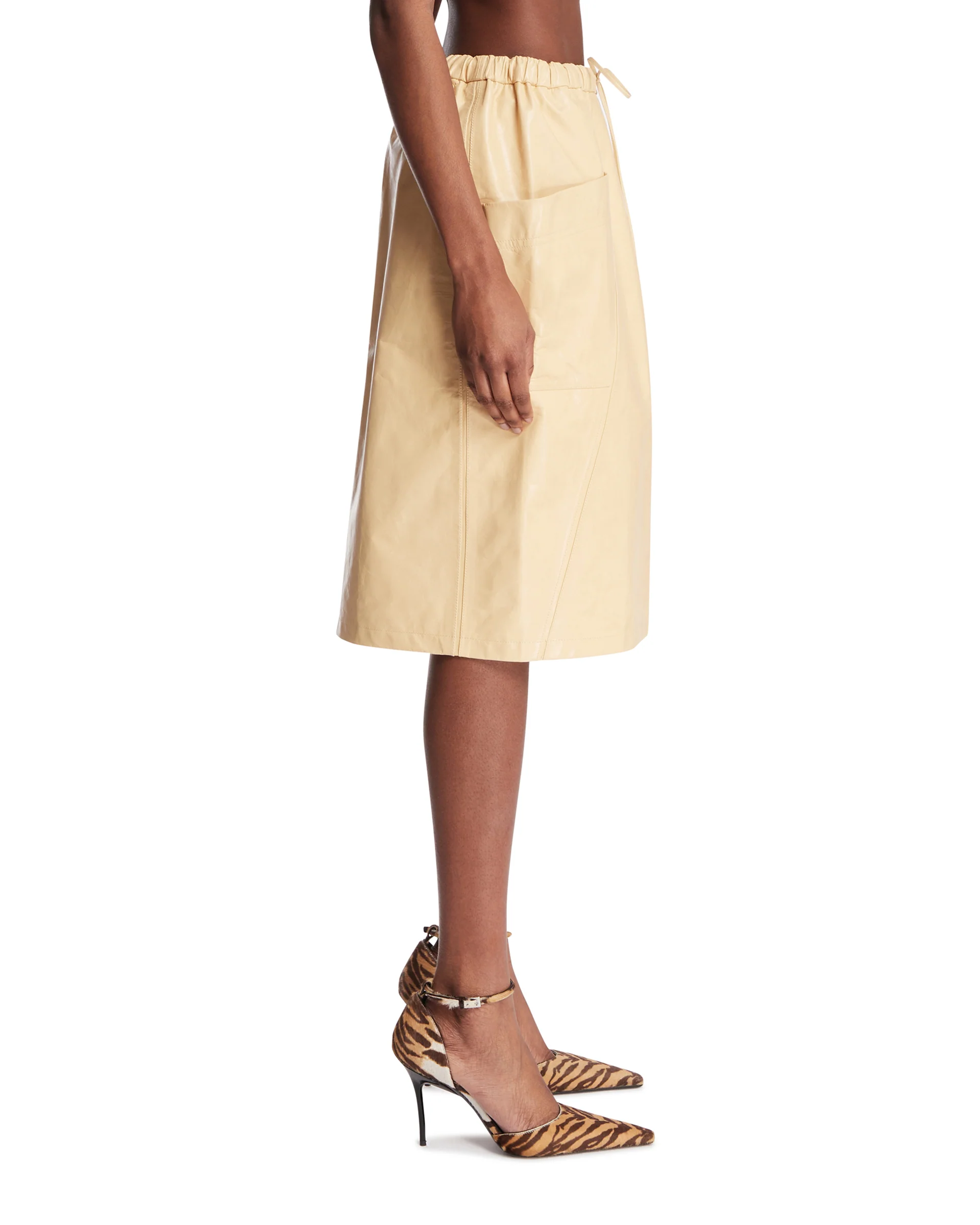 Gonna In Pelle Beige - Image 4