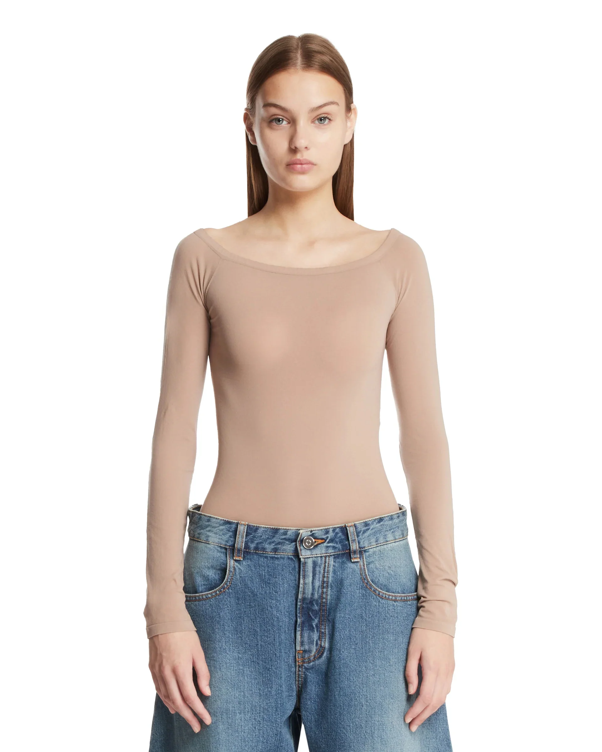 Body Con Spalle Scoperte Beige