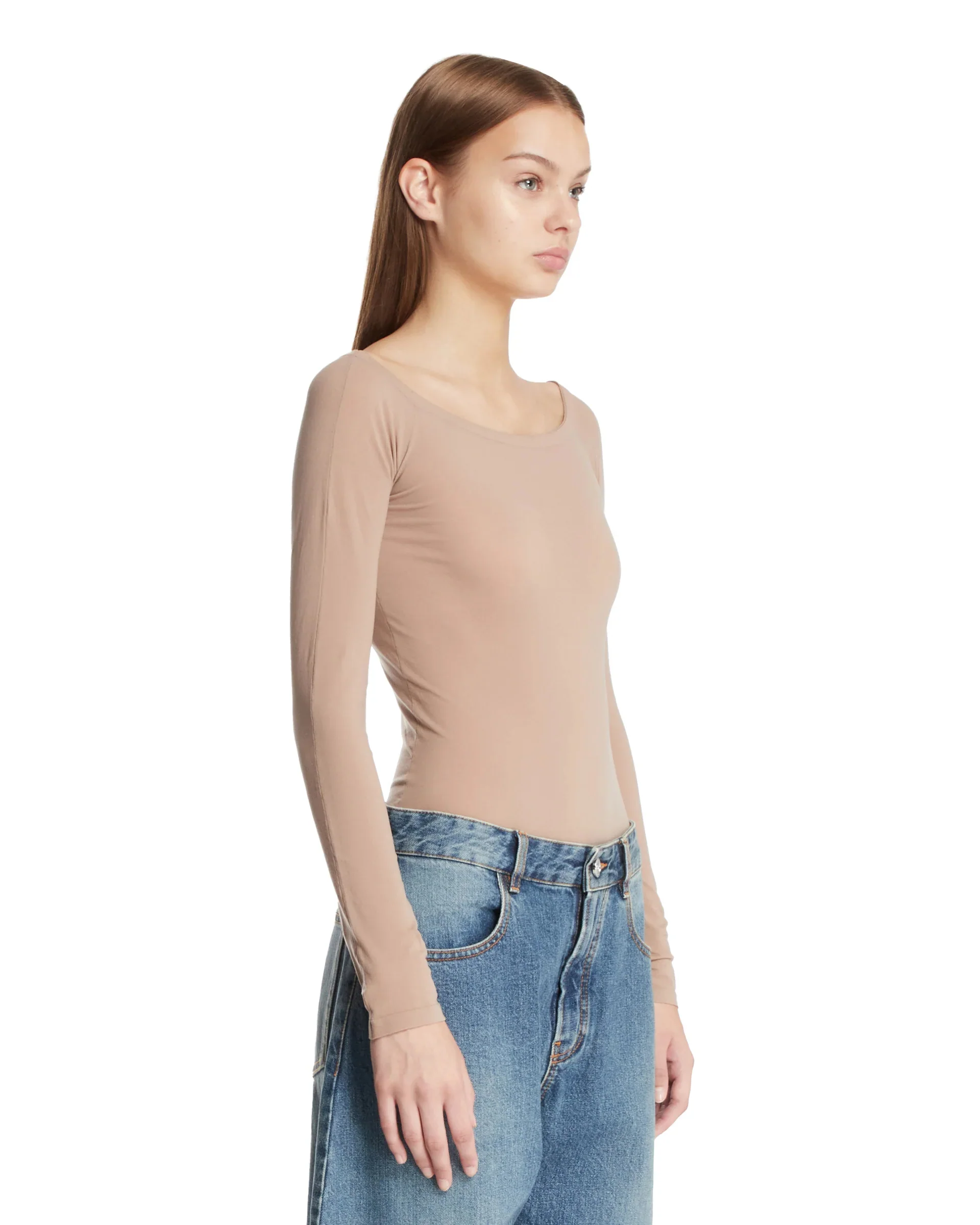 Body Con Spalle Scoperte Beige - Image 2