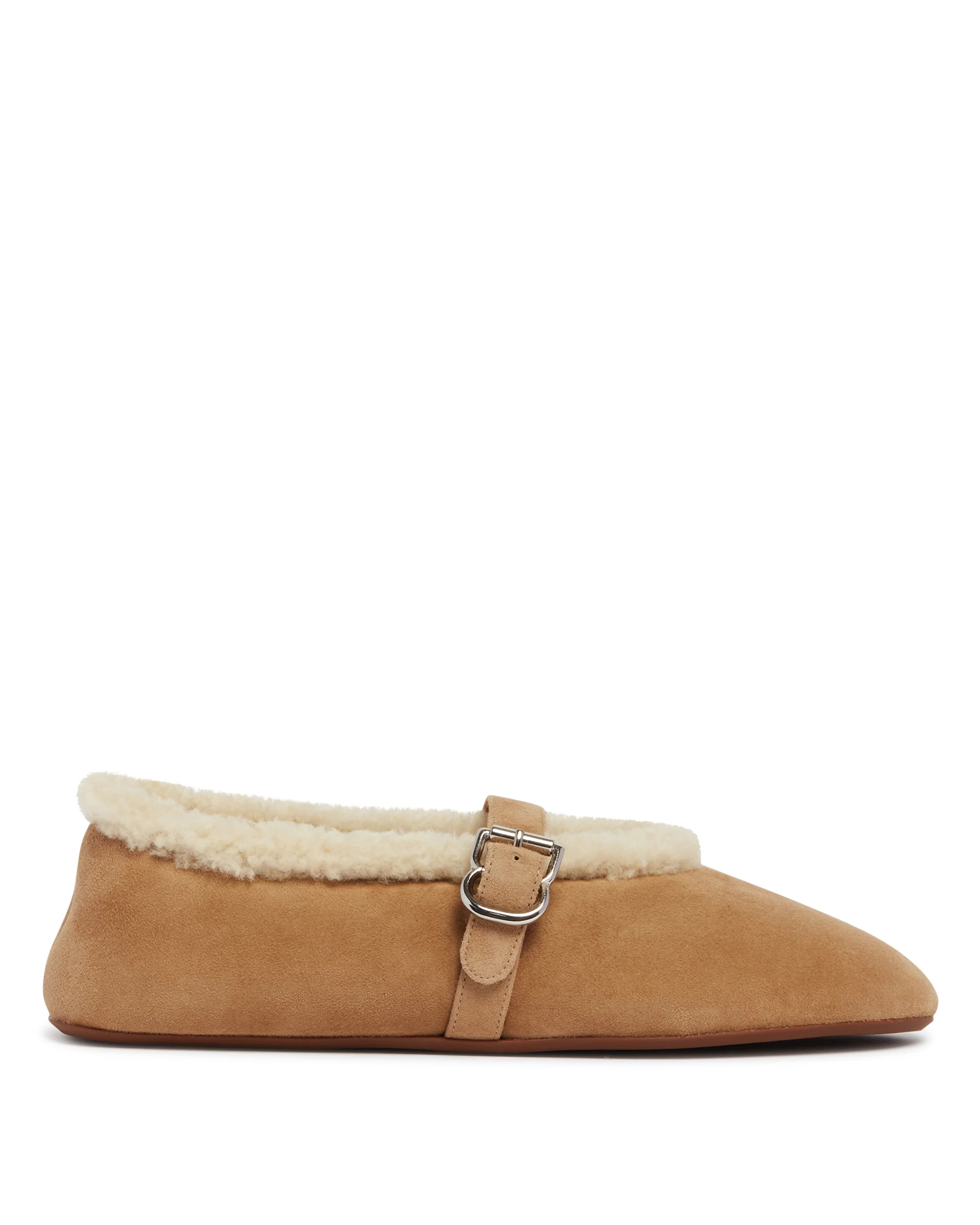 Ballerine Flat In Shearling Beige