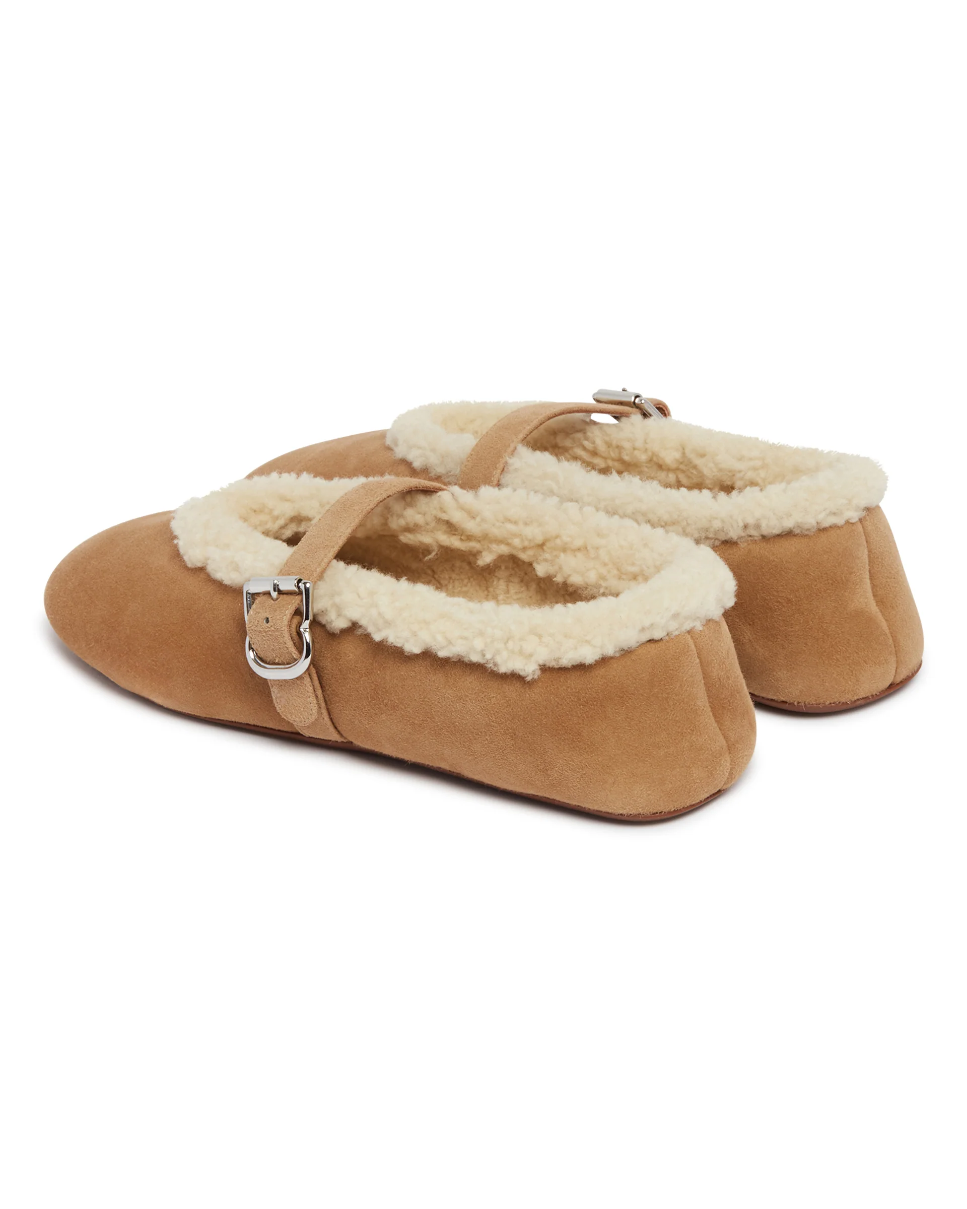Ballerine Flat In Shearling Beige - Image 5