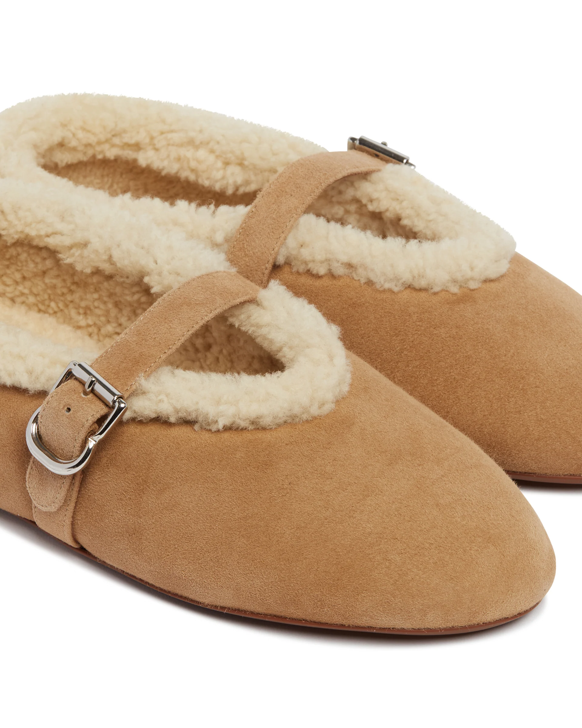 Ballerine Flat In Shearling Beige - Image 6