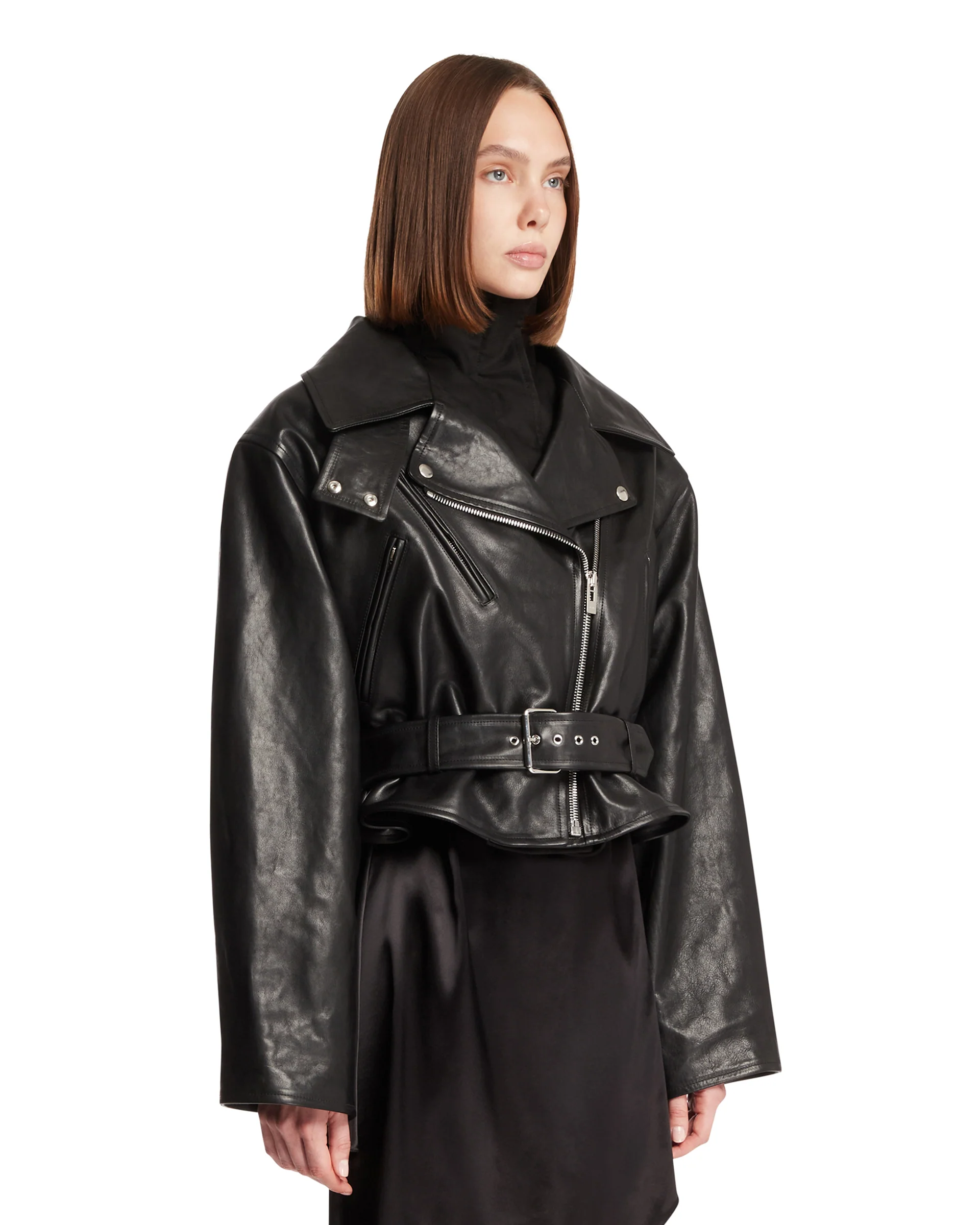 Biker Jacket In Pelle Nera - Image 2
