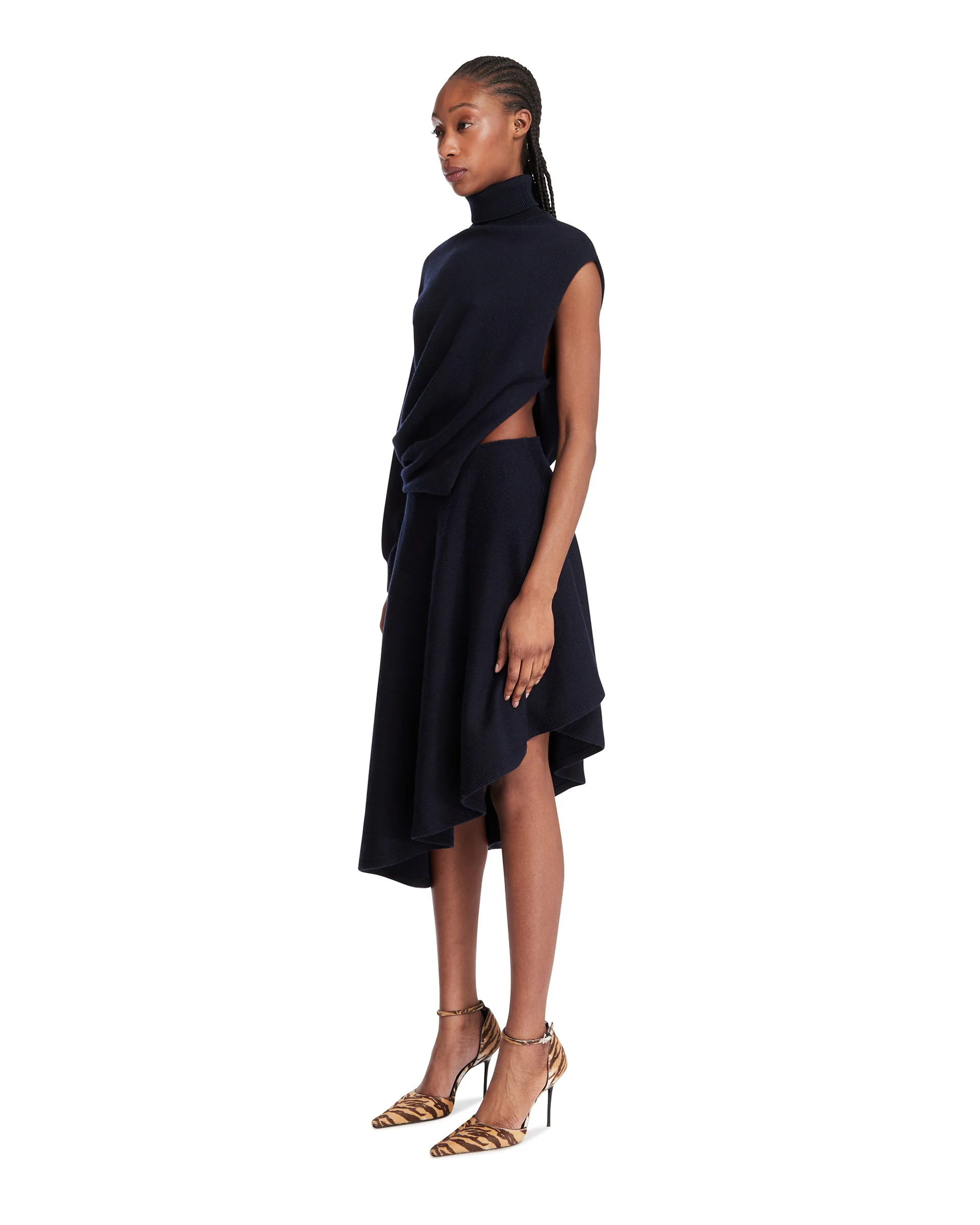Abito Cut-Out In Lana Nero - Image 2