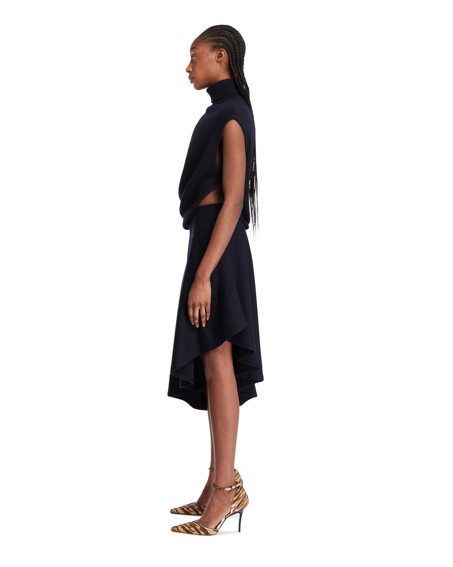 Abito Cut-Out In Lana Nero - Image 4