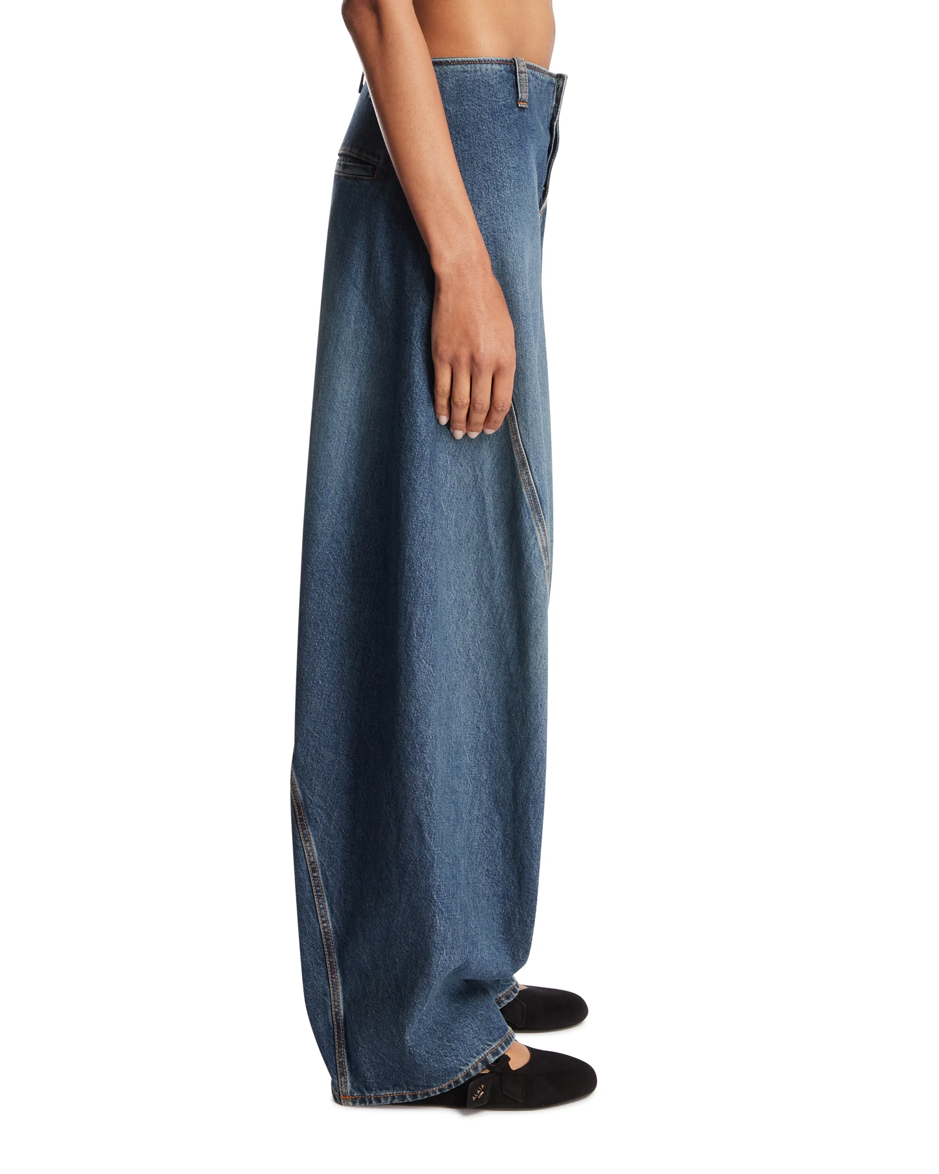 Pantaloni Cargo In Denim Blu - Image 4