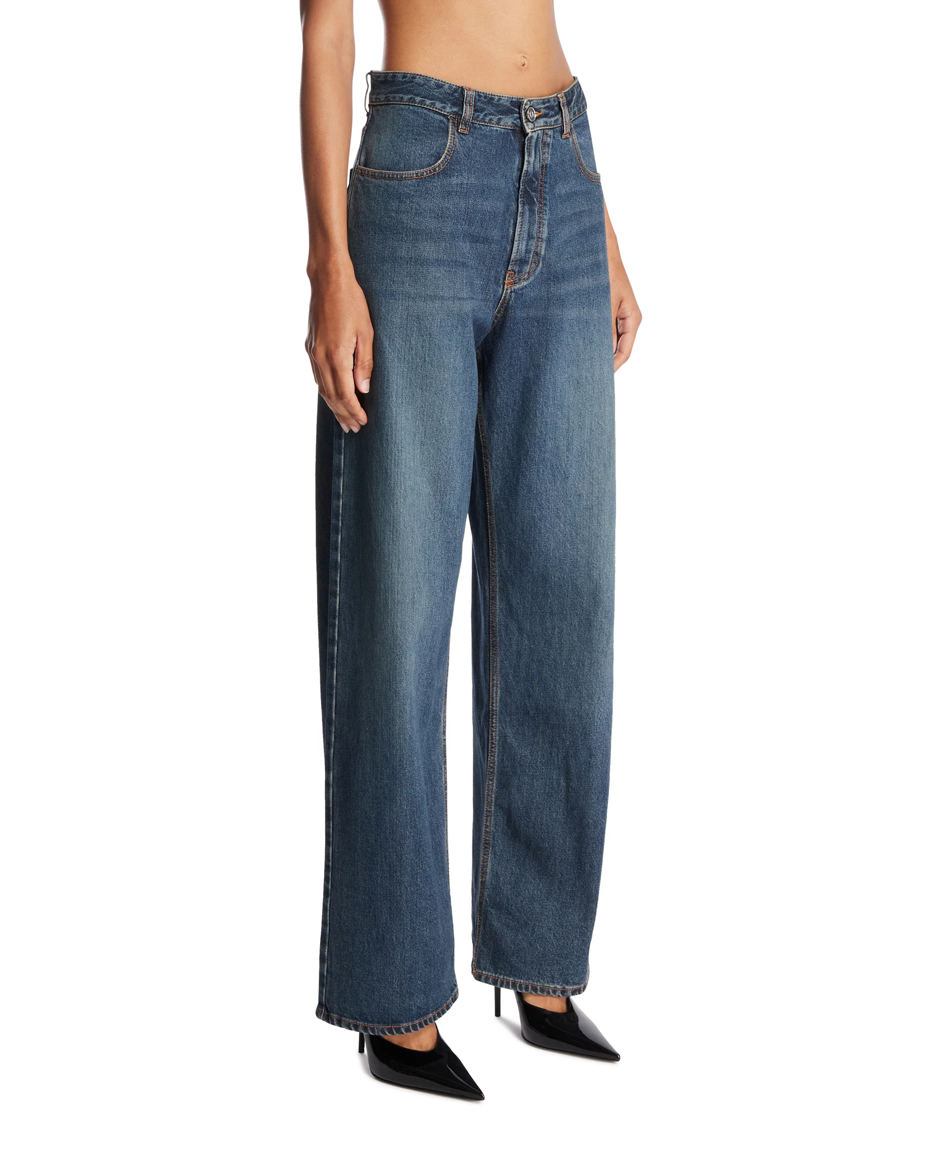 Pantaloni A Vita Bassa In Denim Blu - Image 2