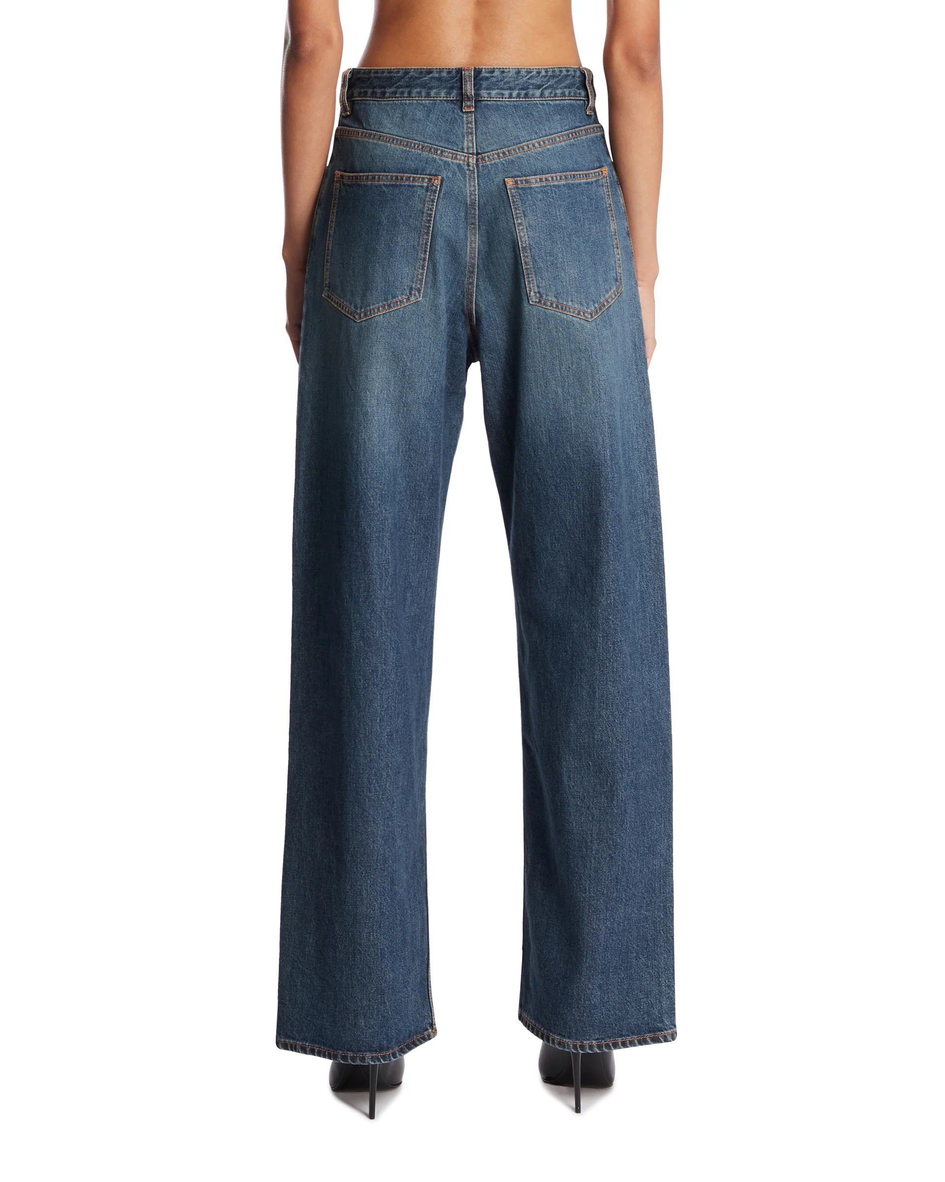 Pantaloni A Vita Bassa In Denim Blu - Image 5