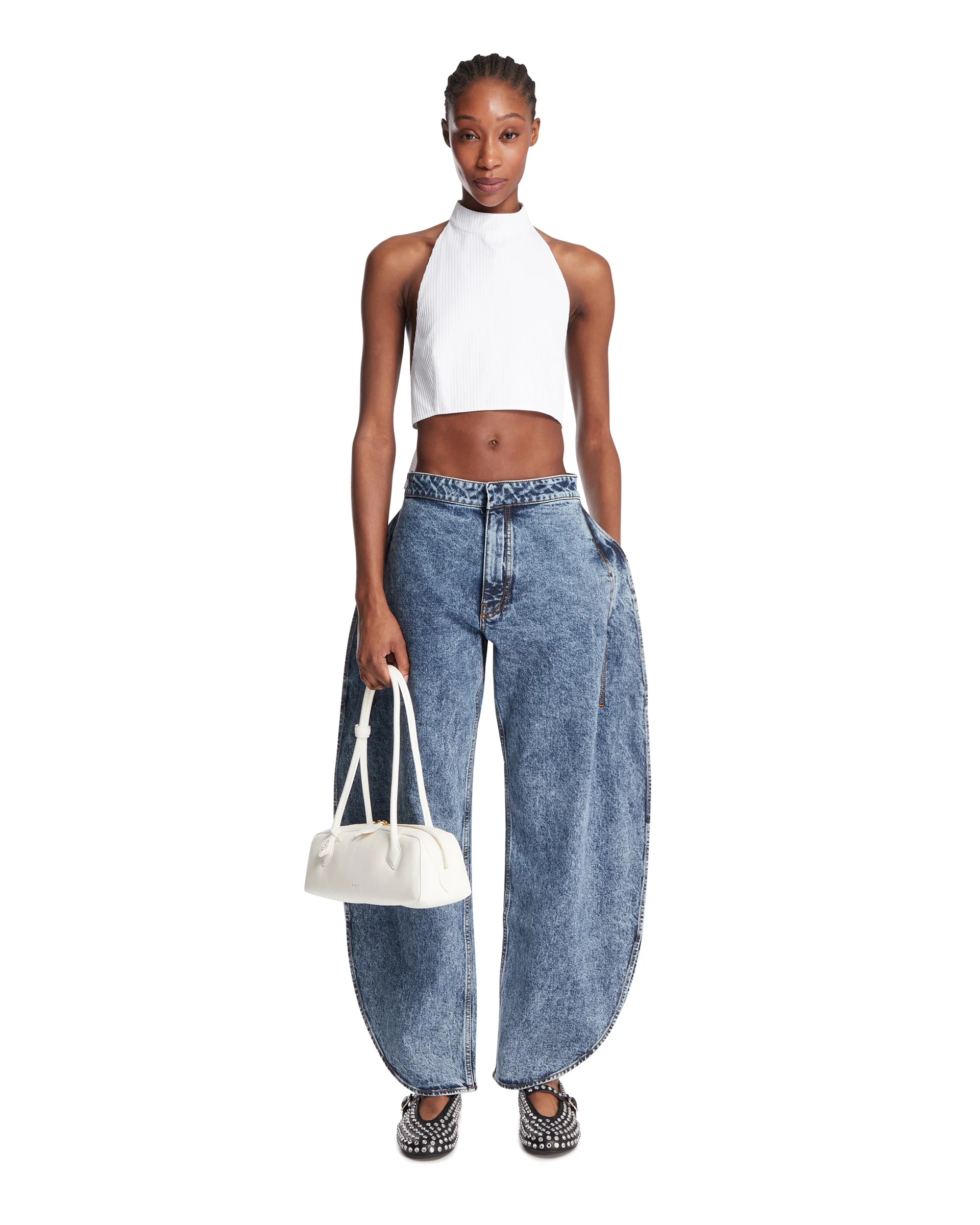Pantaloni A Petalo In Denim Blu - Image 3