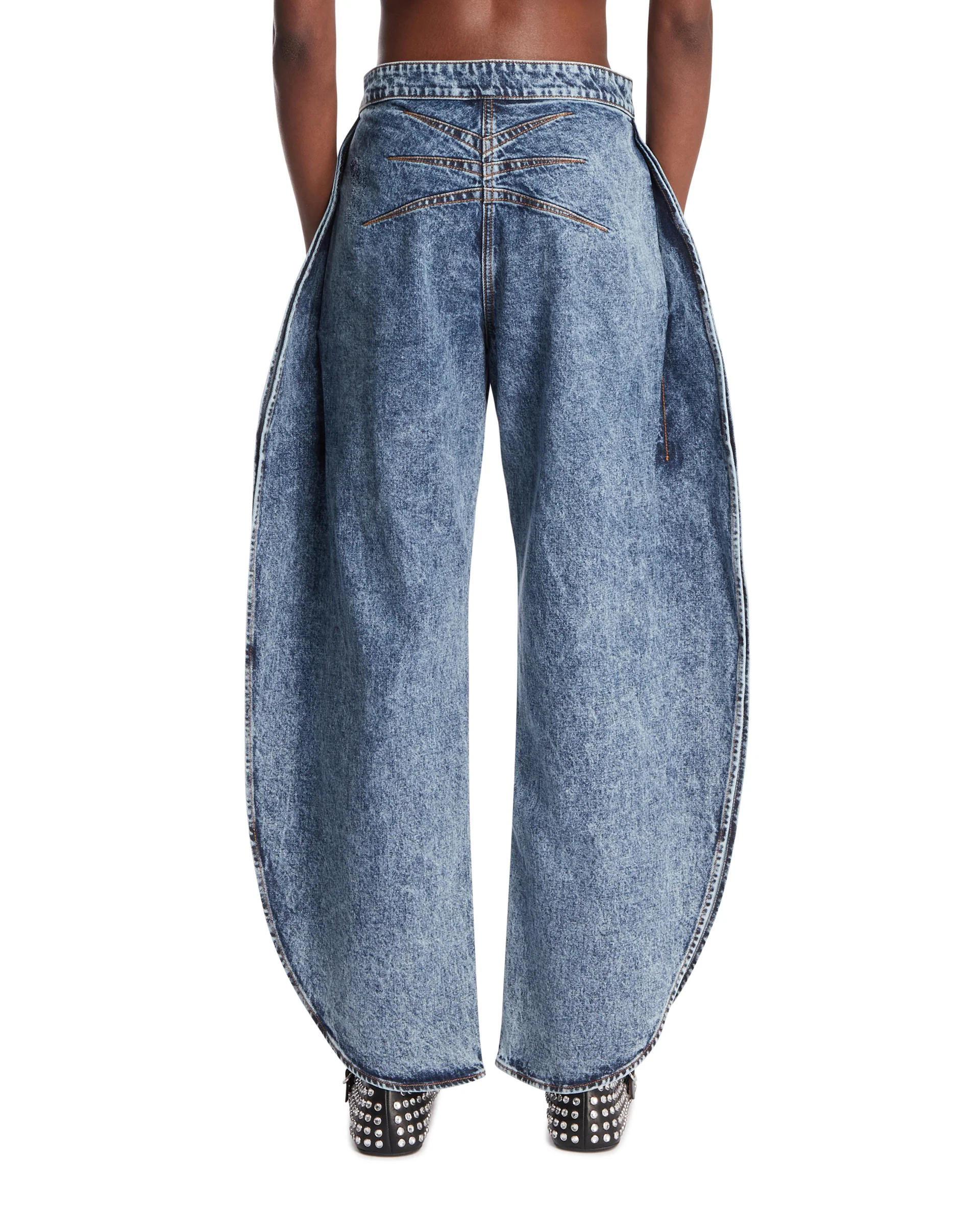 Pantaloni A Petalo In Denim Blu - Image 5