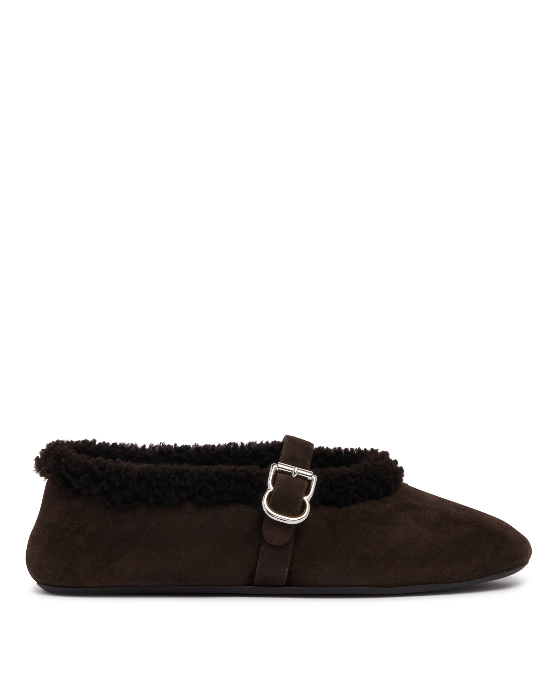 Ballerine Flat In Shearling Marroni