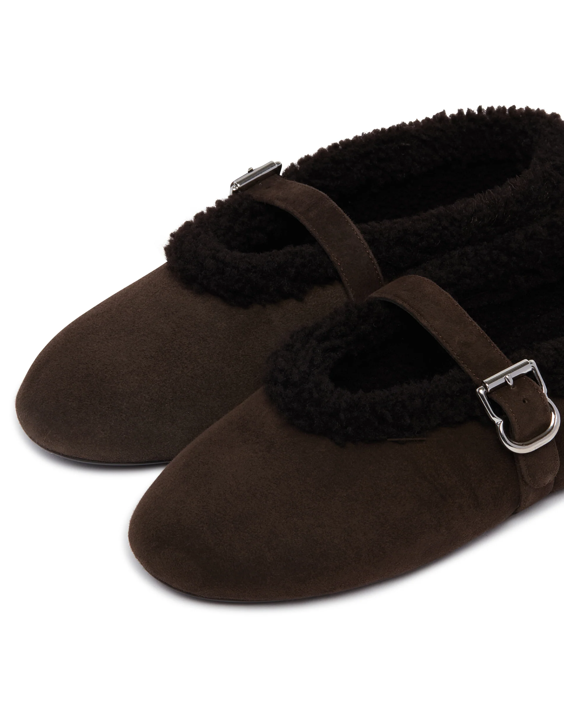 Ballerine Flat In Shearling Marroni - Image 11