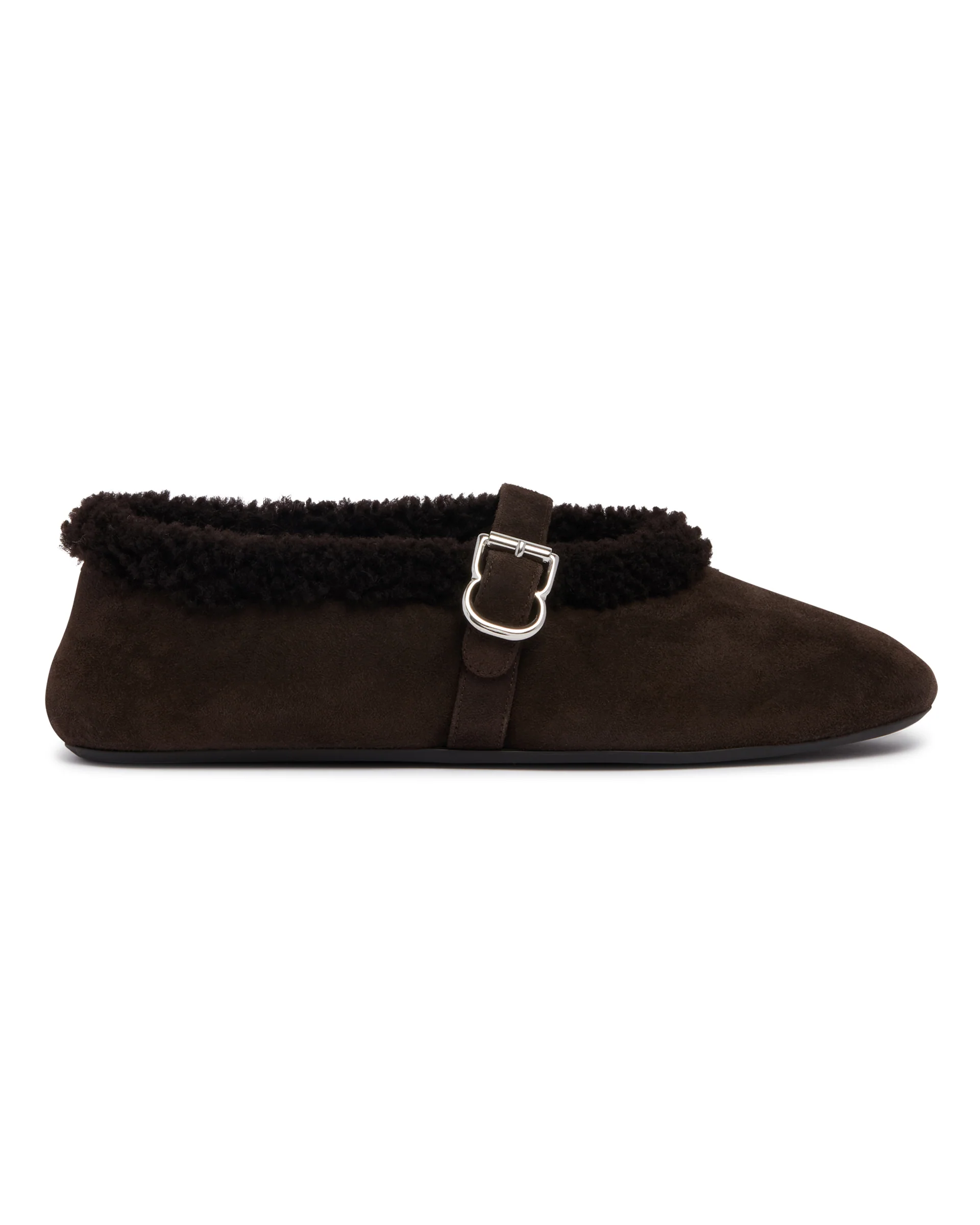 Ballerine Flat In Shearling Marroni - Image 3