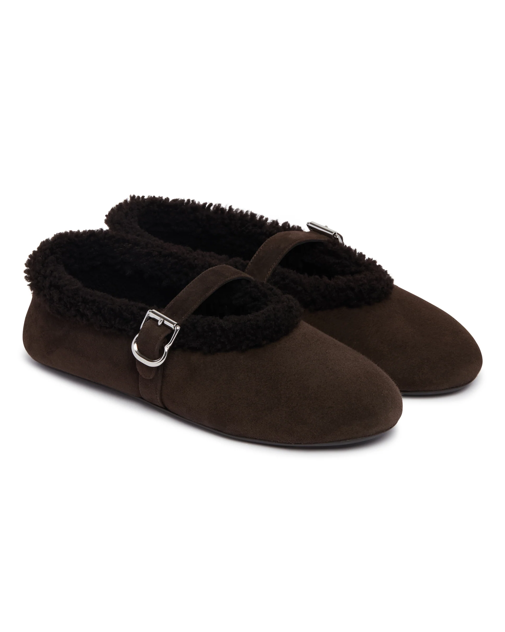 Ballerine Flat In Shearling Marroni - Image 5