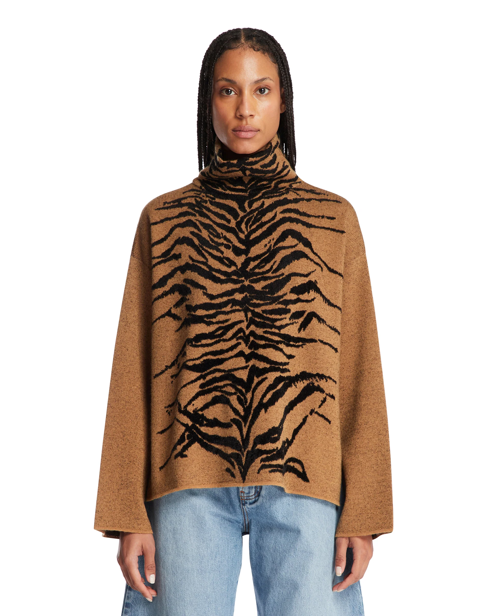 Maglione In Mohair Tigrato Marrone