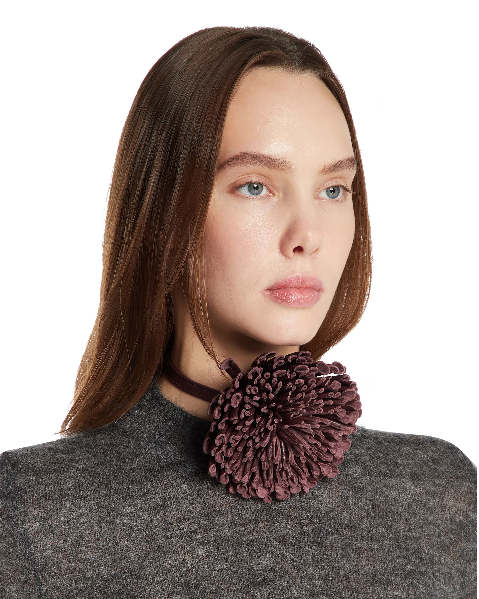 Choker Fiore In Pelle Burgundy - Image 3