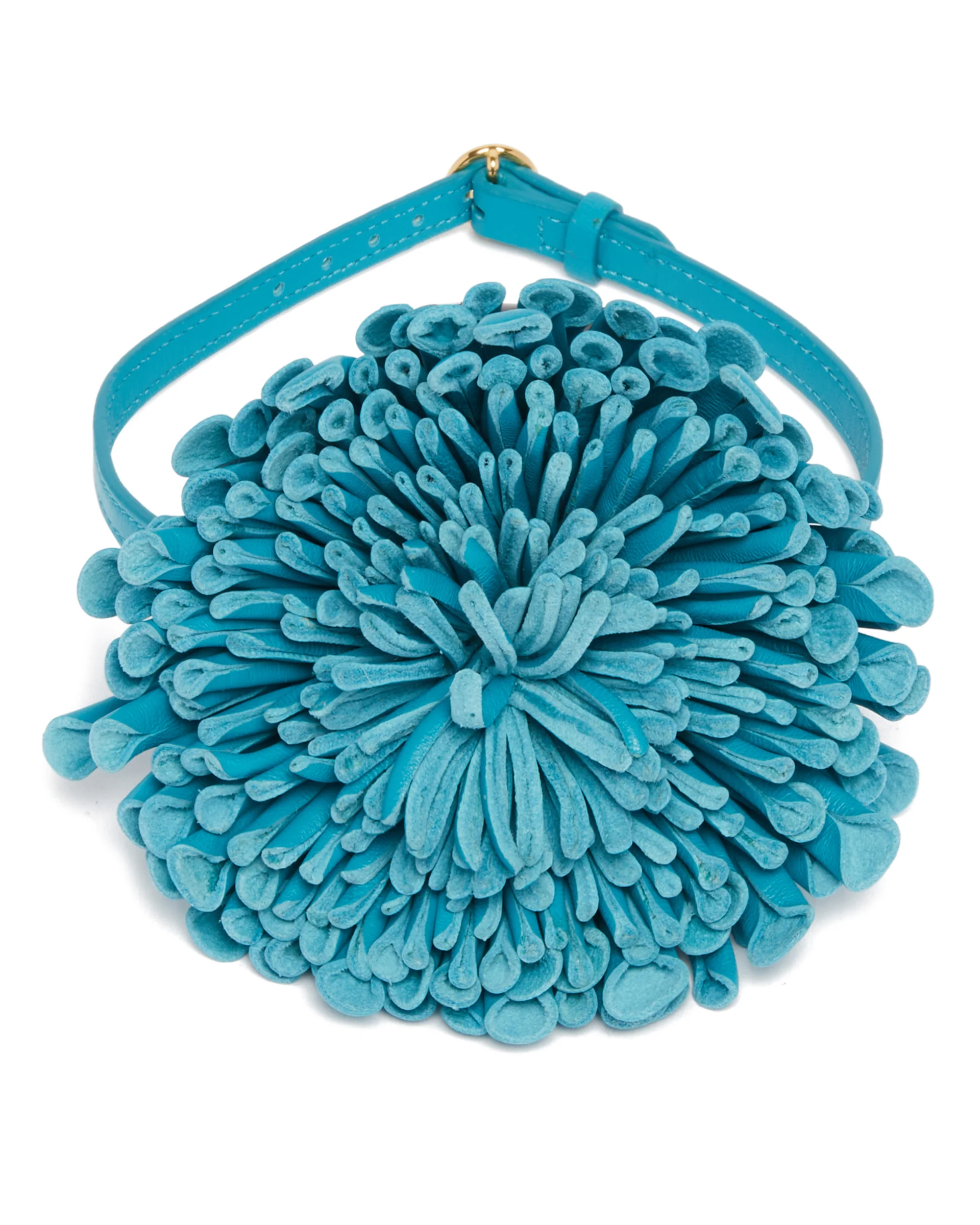 Choker Fiore In Pelle Azzurro