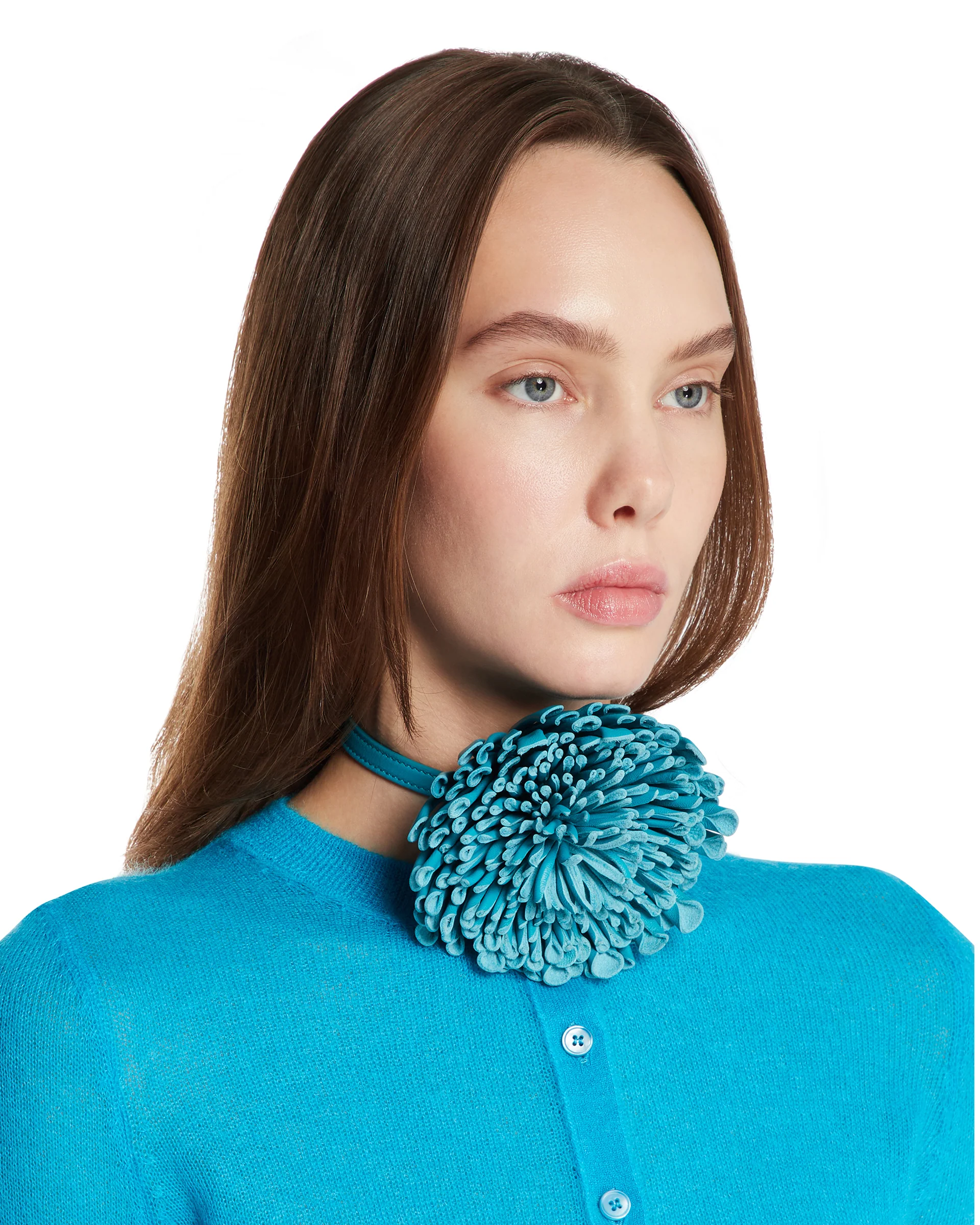 Choker Fiore In Pelle Azzurro - Image 3