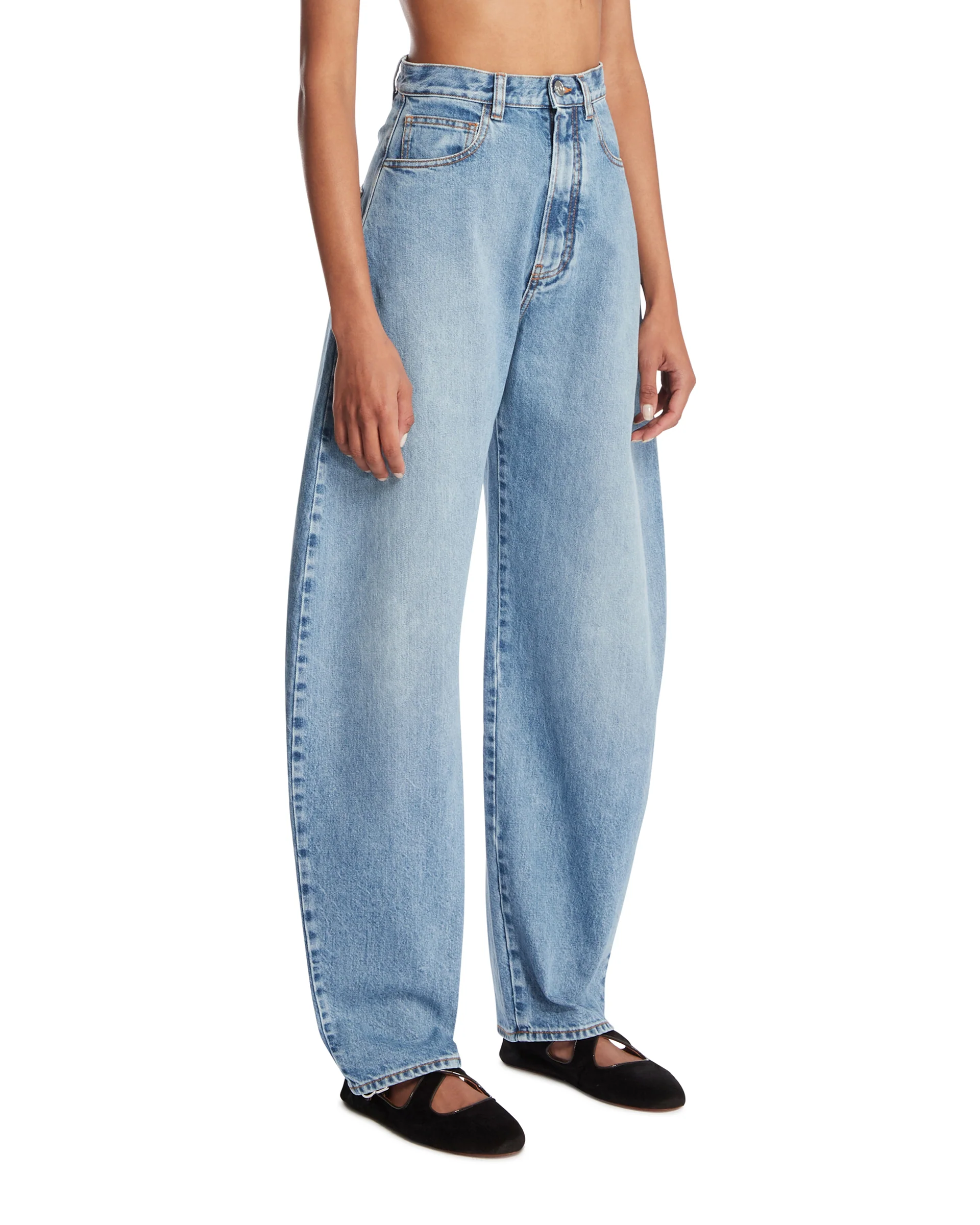 Pantaloni In Denim Arrotondati Azzurri - Image 2