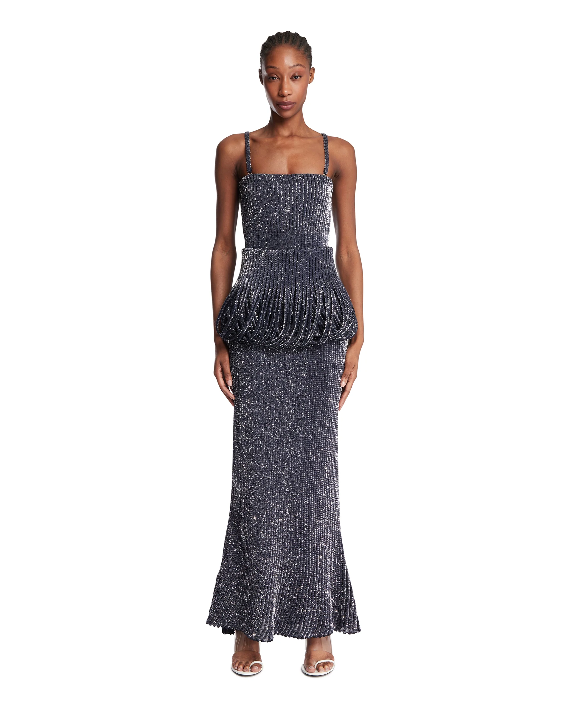Abito In Maglia Lungo Con Paillettes - Image 3