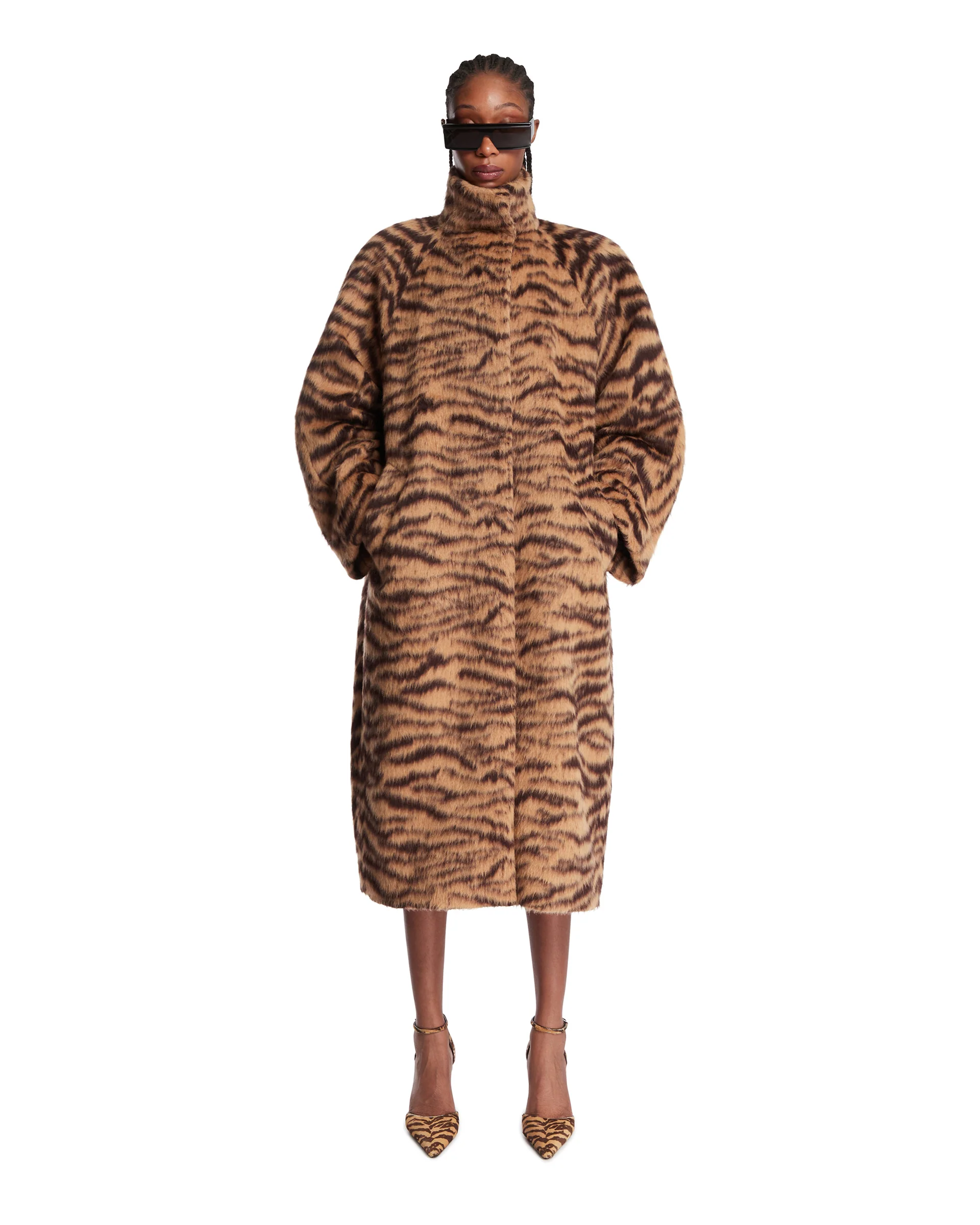 Cappotto Arrotondato In Lana Tigrato - Image 3