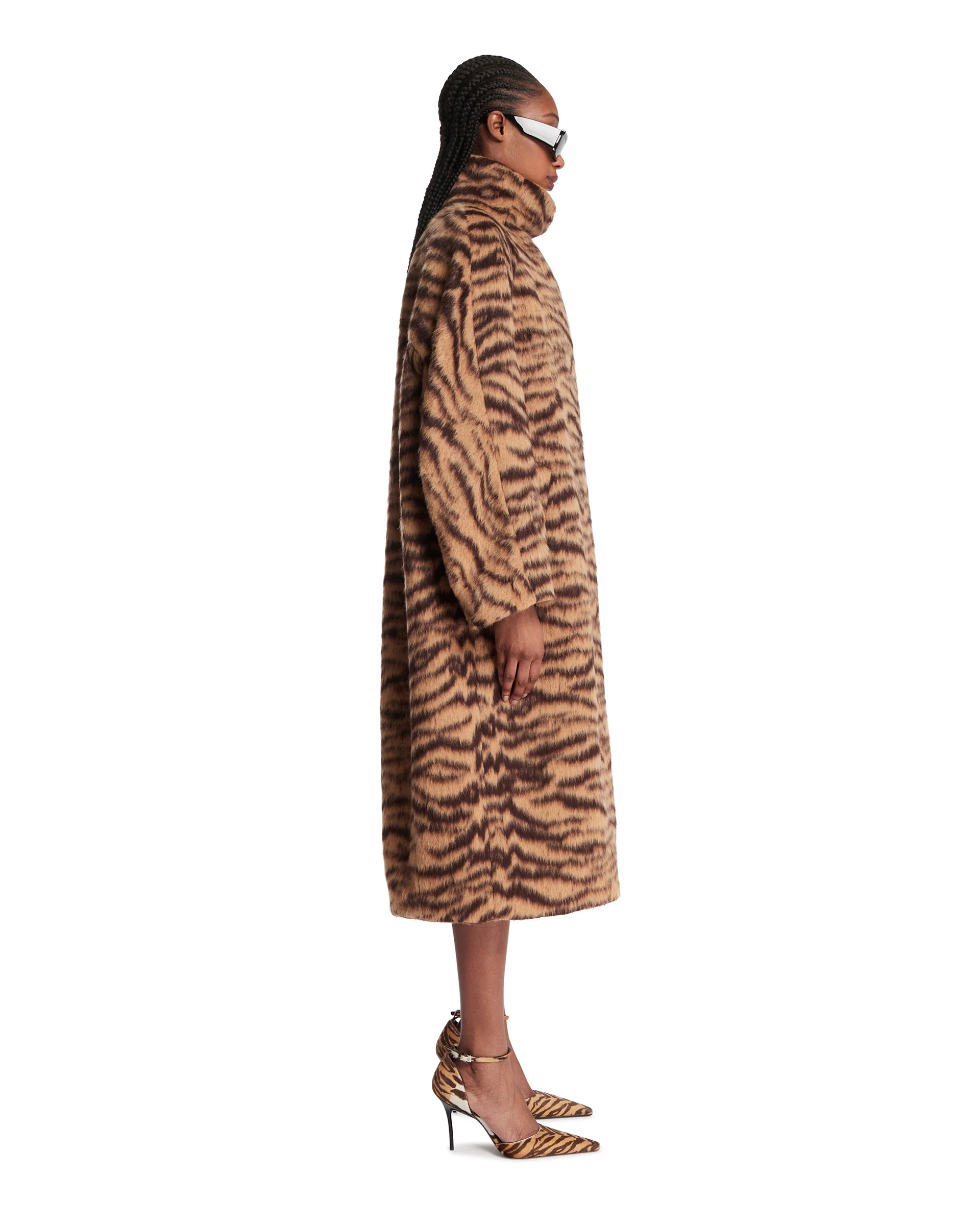 Cappotto Arrotondato In Lana Tigrato - Image 4