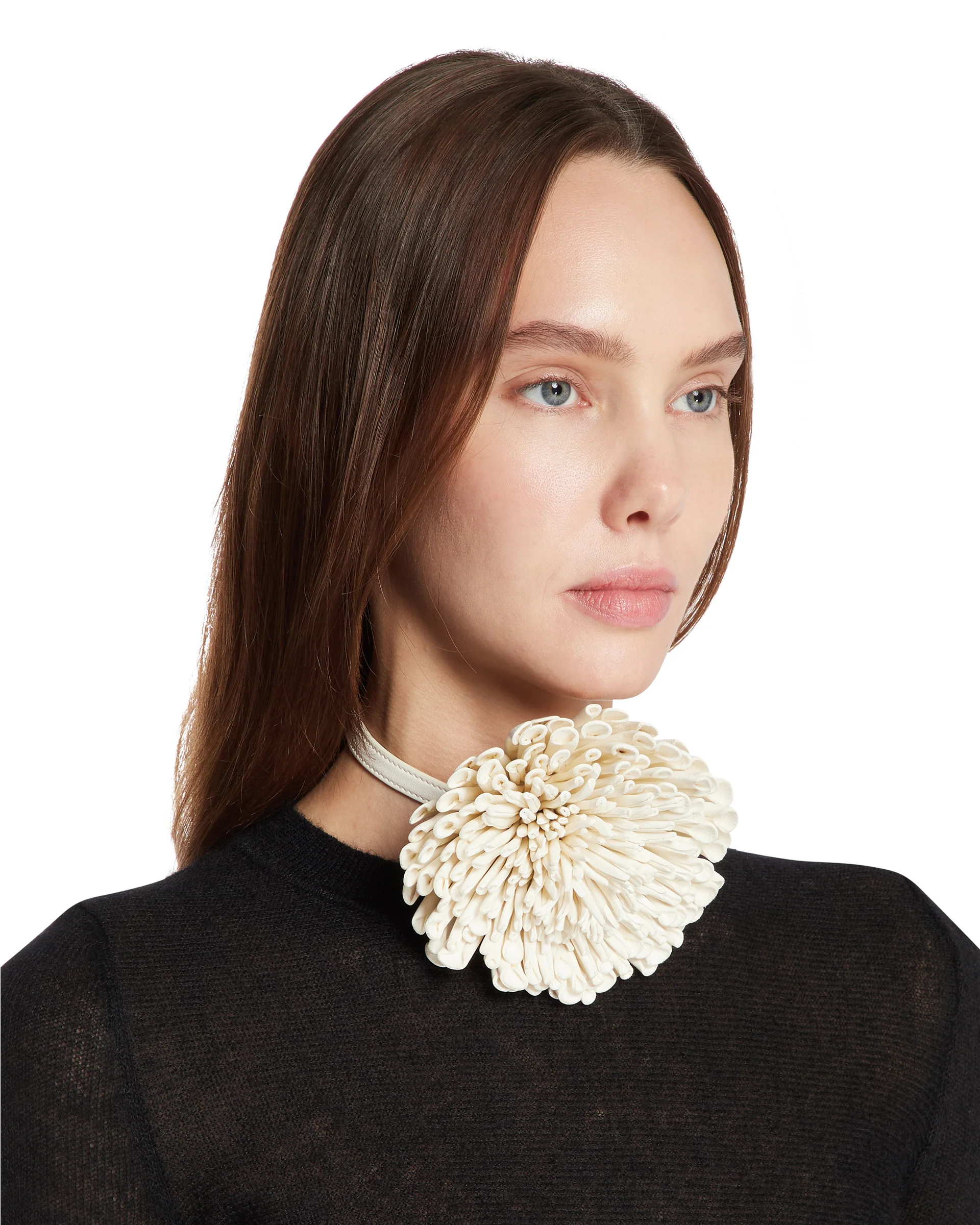 Choker Fiore In Pelle Bianco - Image 3
