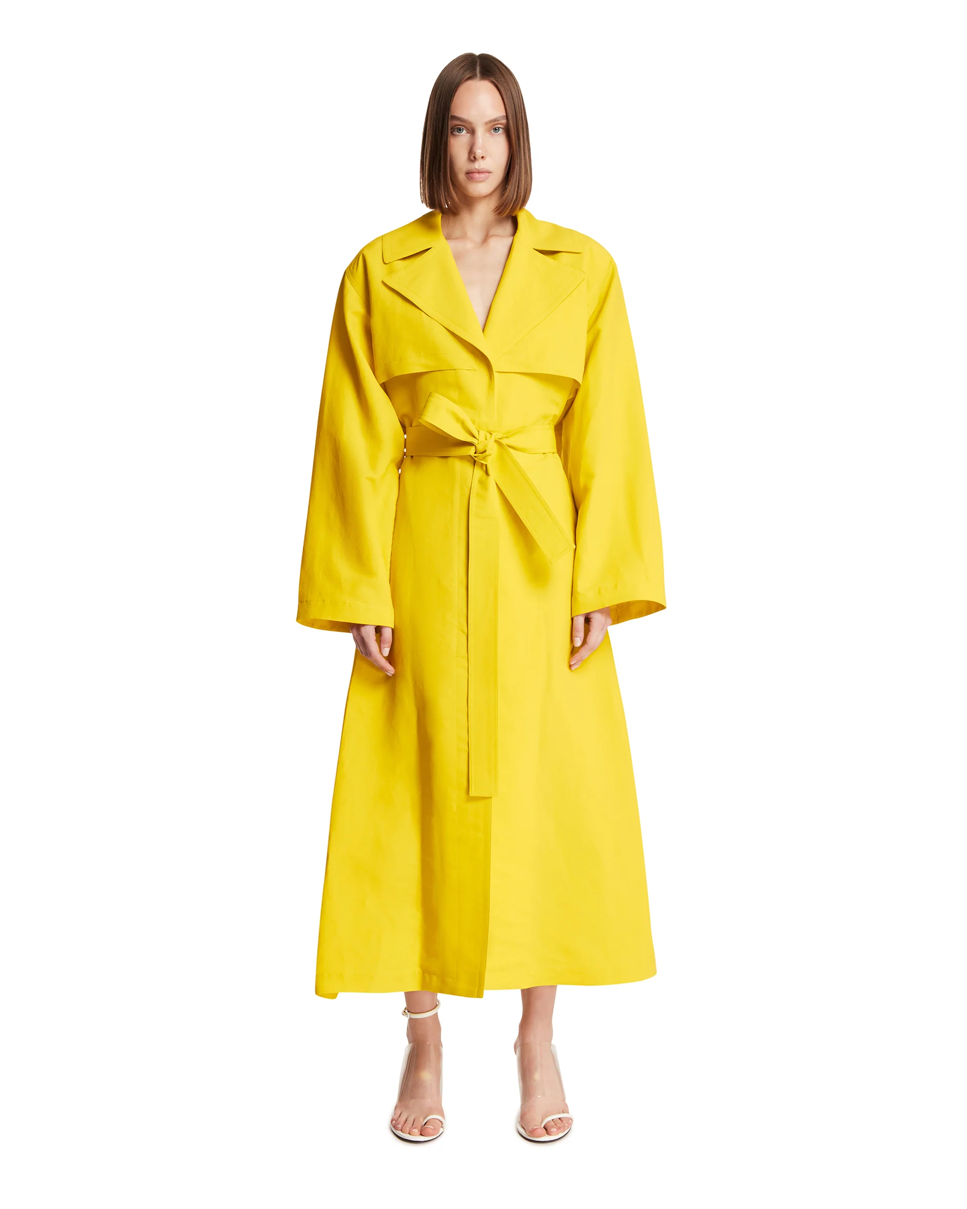 Trench Coat In Viscosa Giallo