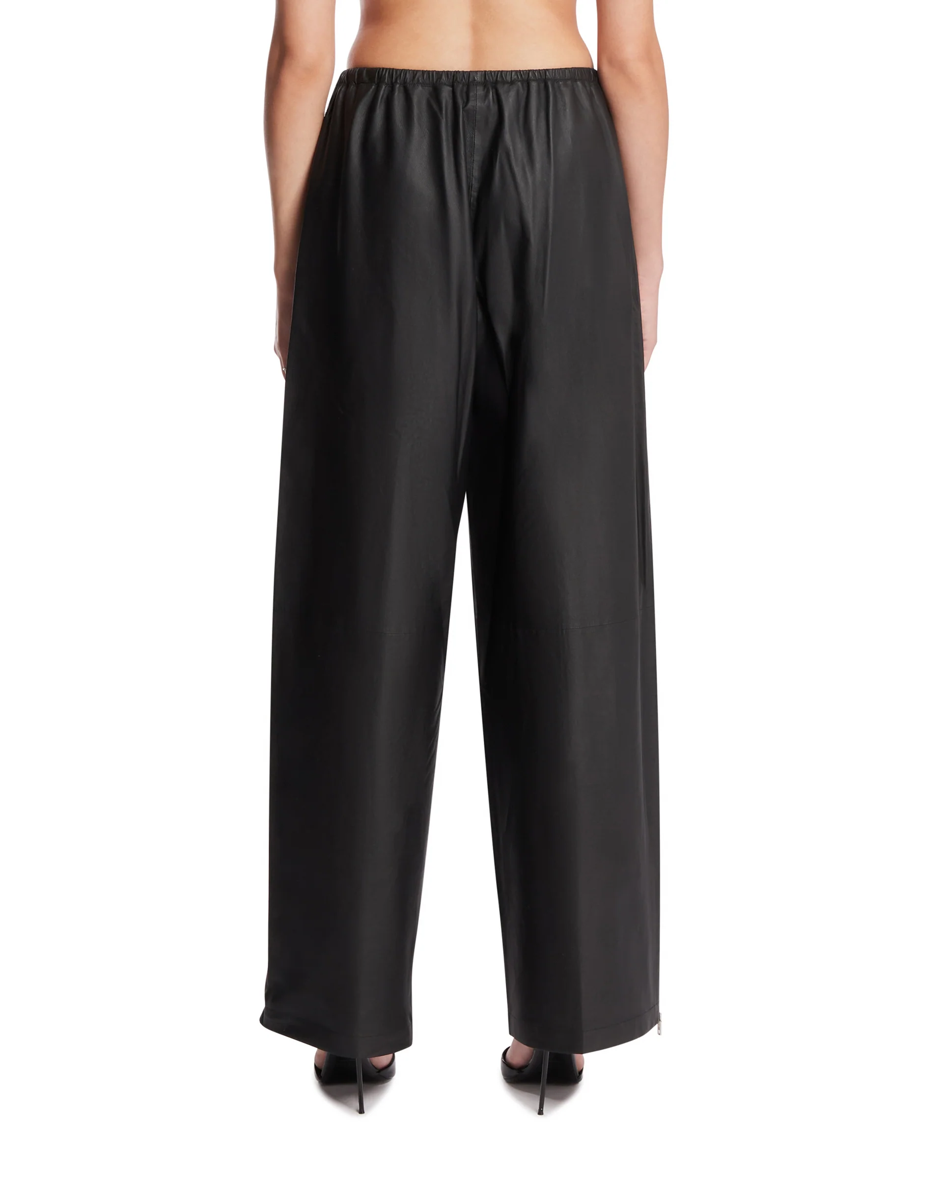 Pantaloni Ampi In Pelle Neri - Image 5