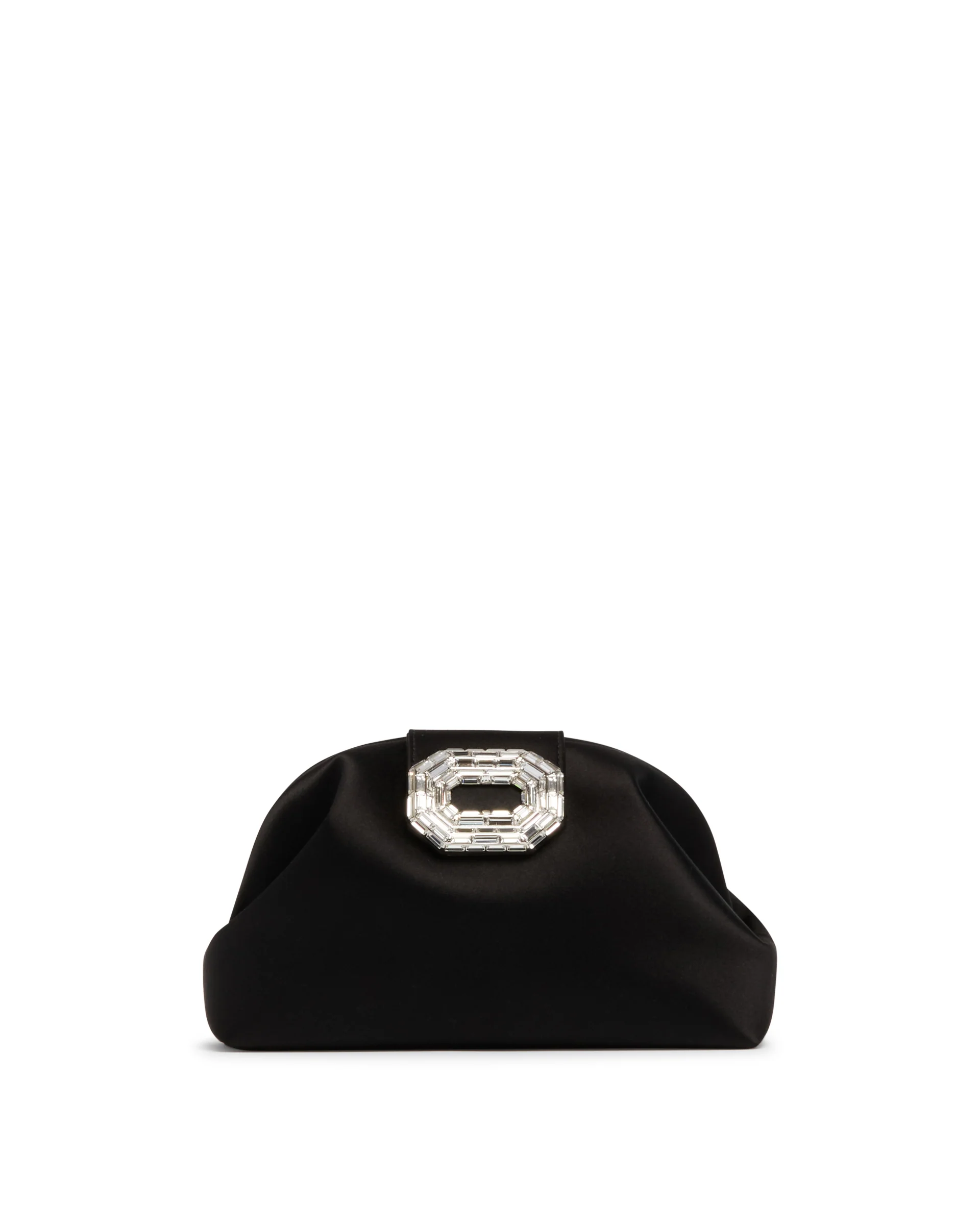 Camelia Clutch In Satin Nera