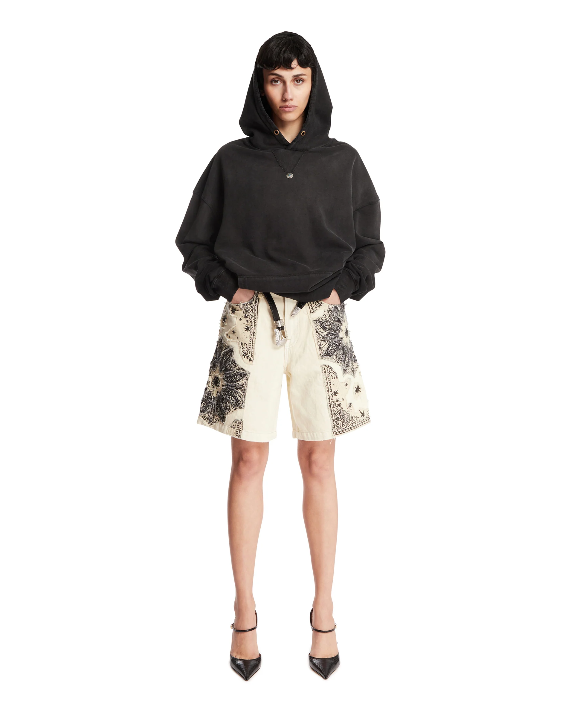 Felpa Oversize In Cotone Nera - Image 3