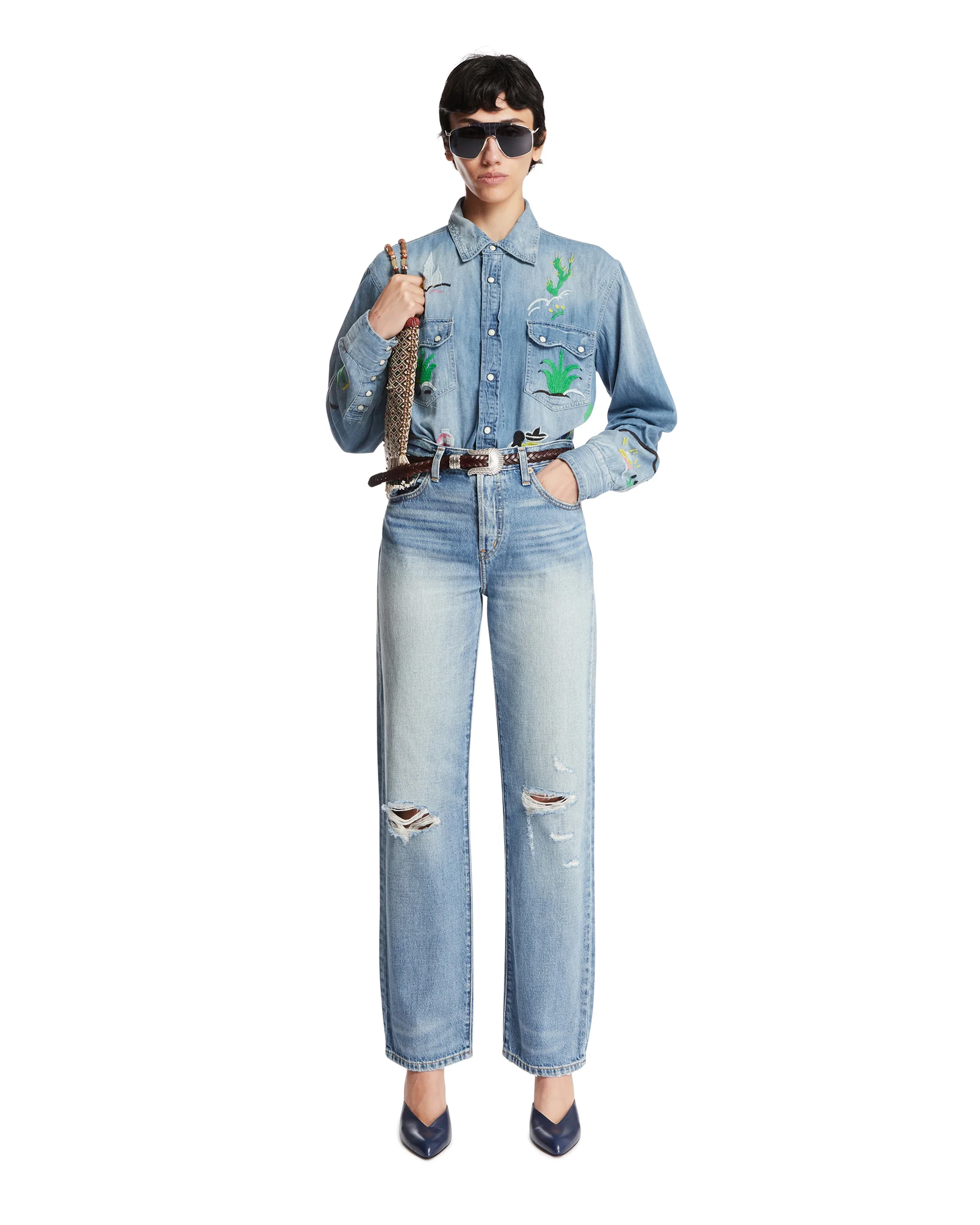 Camicia Western Beck Cactus Blu - Image 3