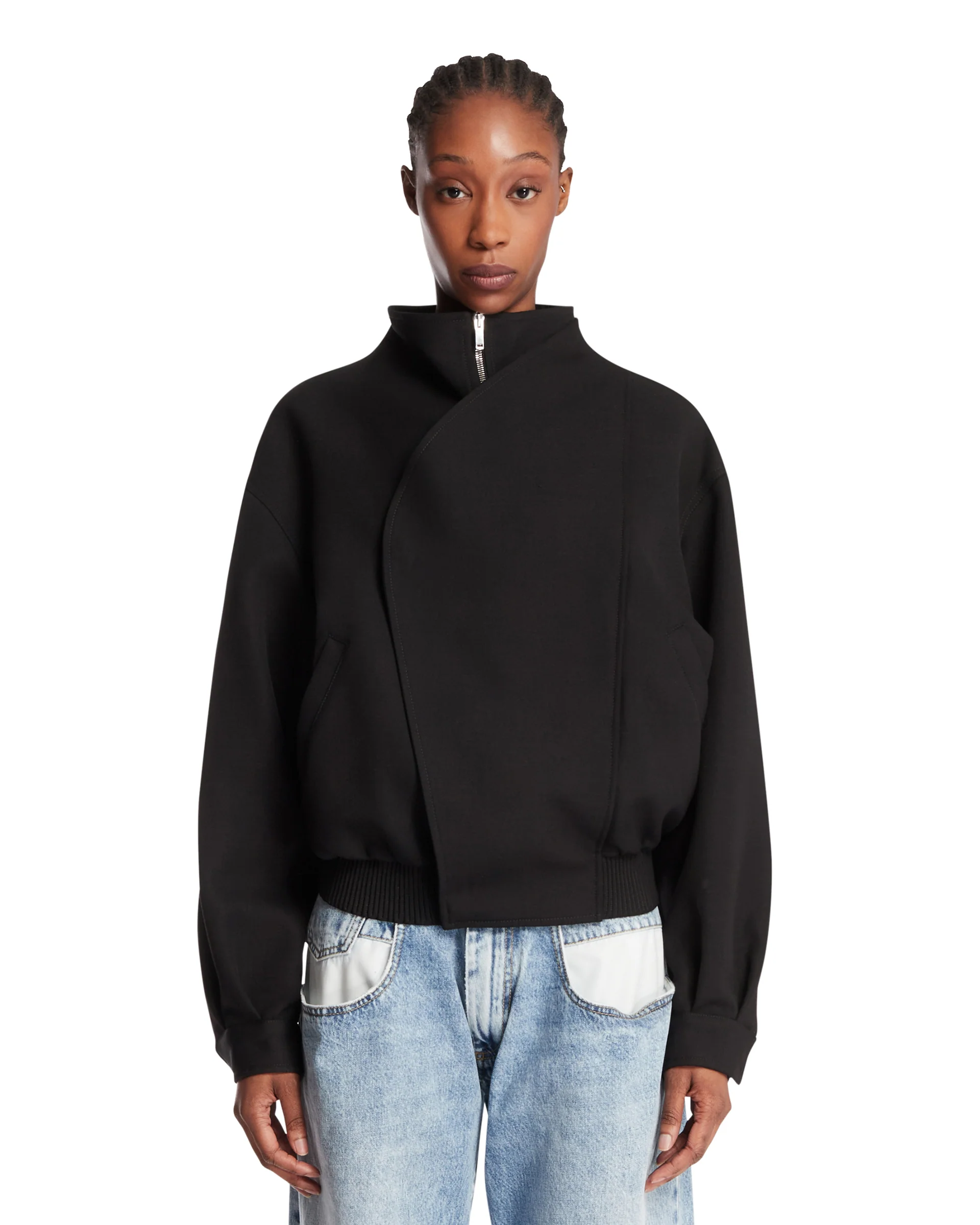 Giacca Bomber In Lana Nera