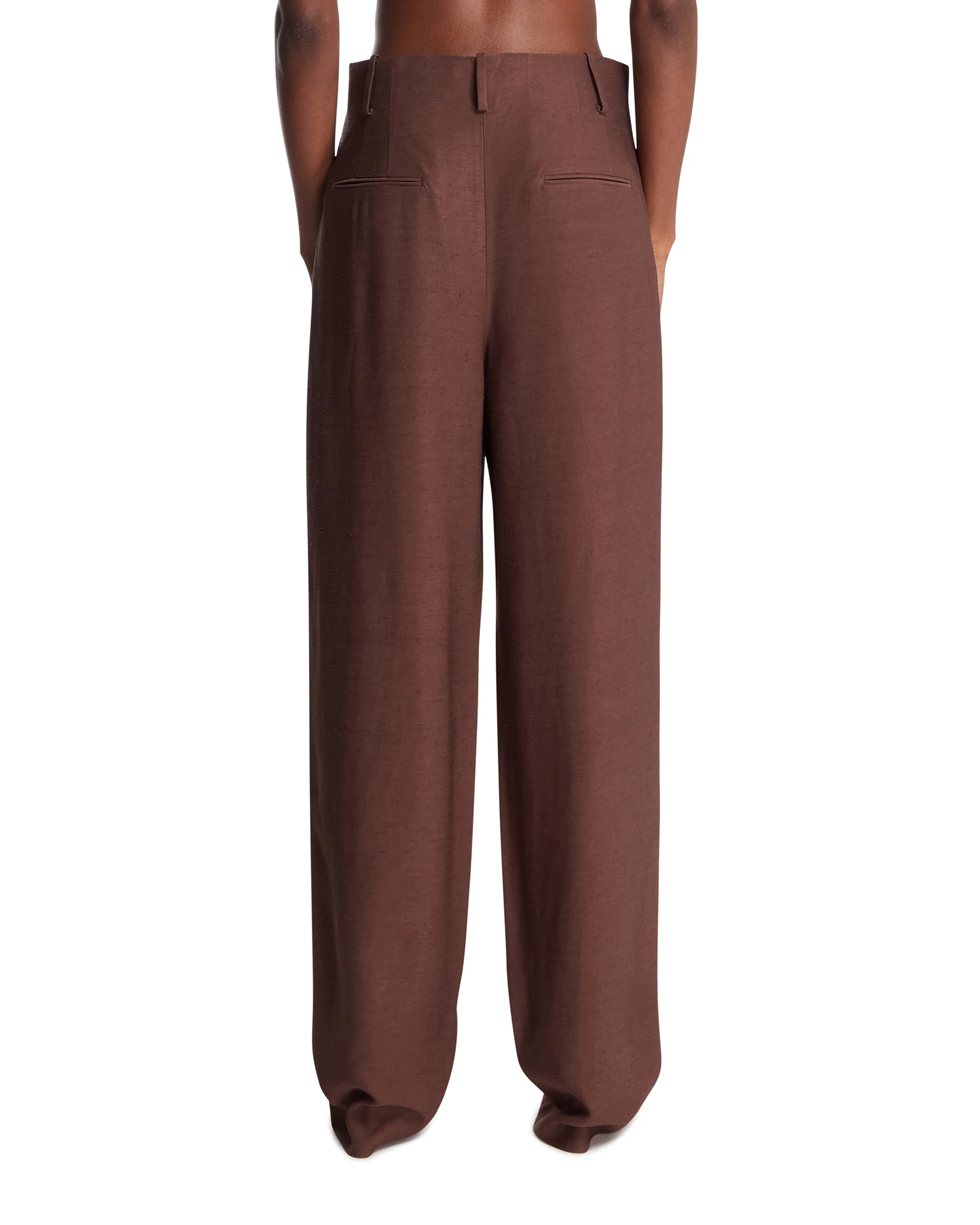 Pantaloni Temi In Viscosa Marroni - Image 5