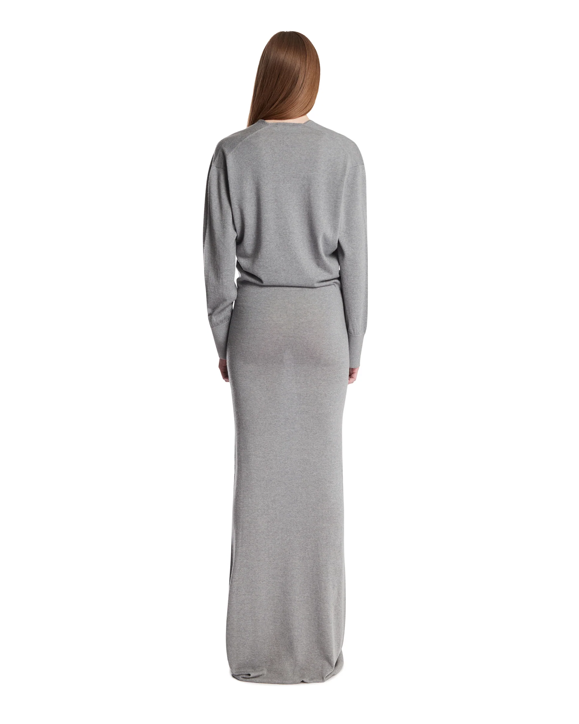 Abito Lungo In Lana E Cashmere Grigio - Image 5