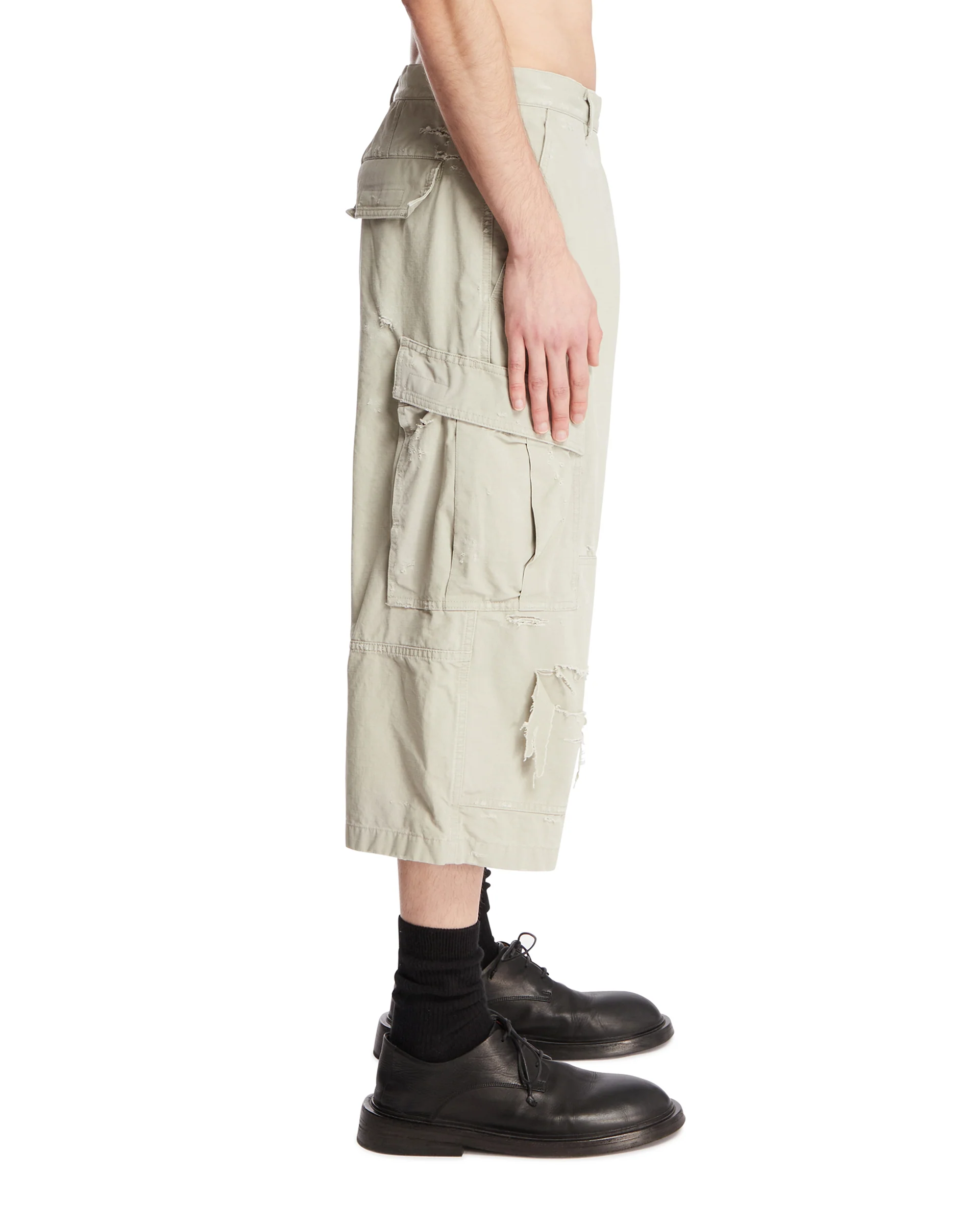 Pantaloni Cargo Cropped Beige - Image 4