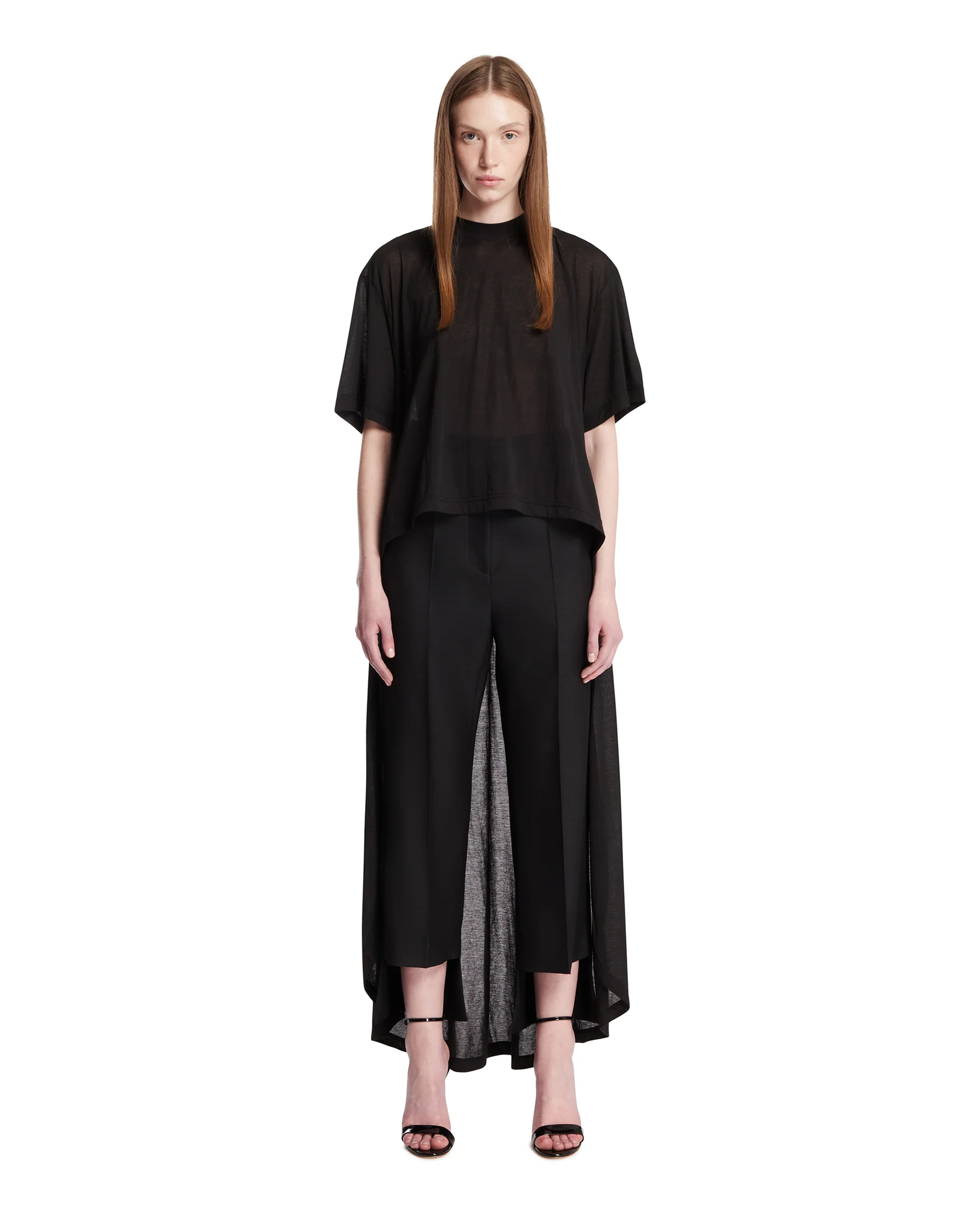 T-Shirt Con Strascico Nera