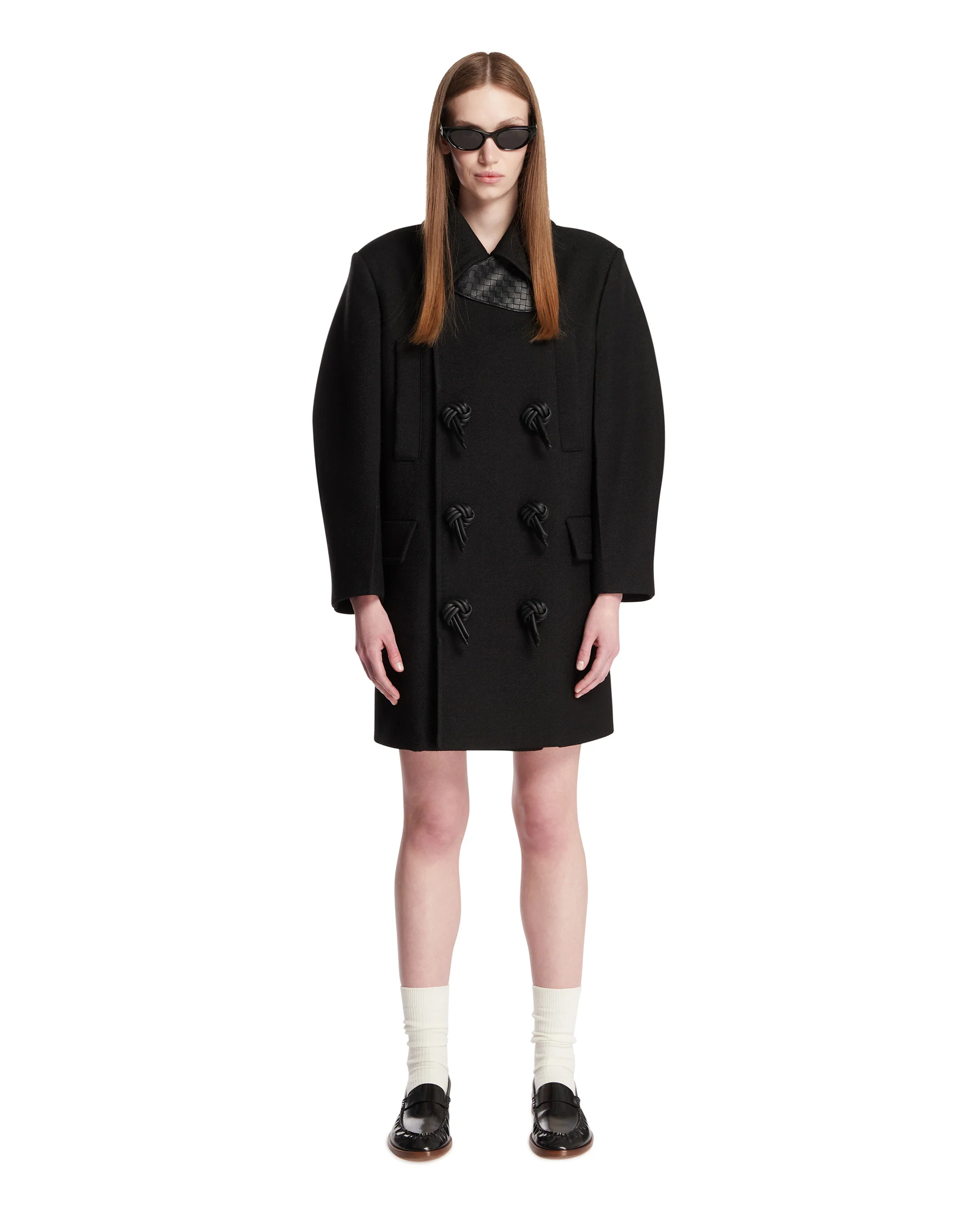 Cappotto Dettaglio Intrecciato Nero