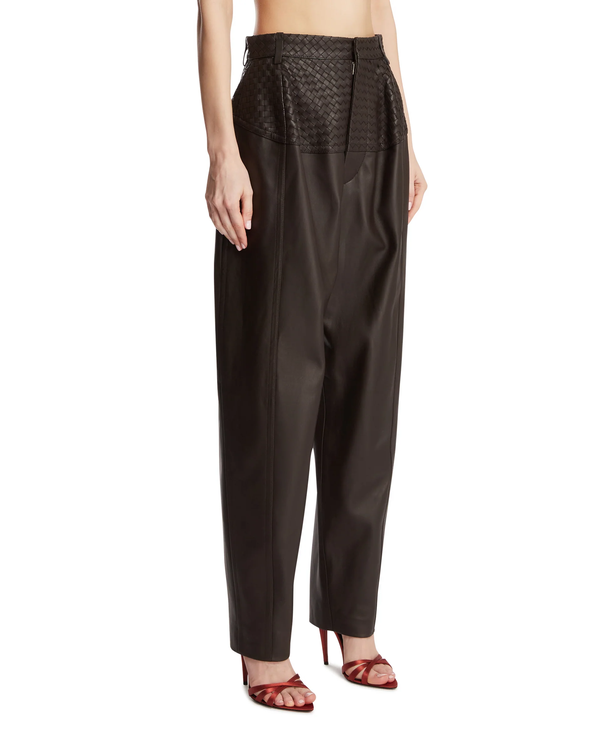 Pantaloni In Pelle Marroni - Image 2