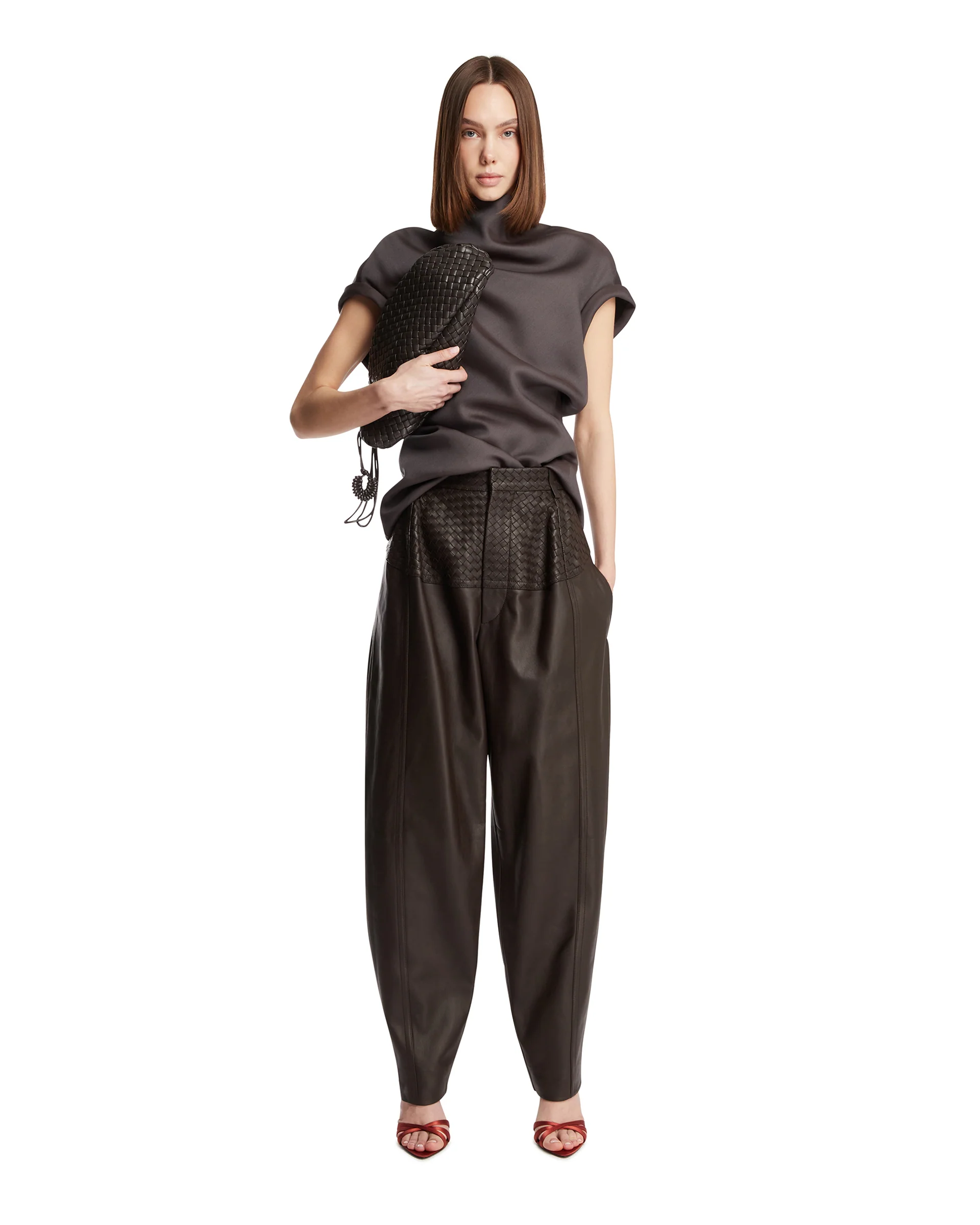 Pantaloni In Pelle Marroni - Image 3