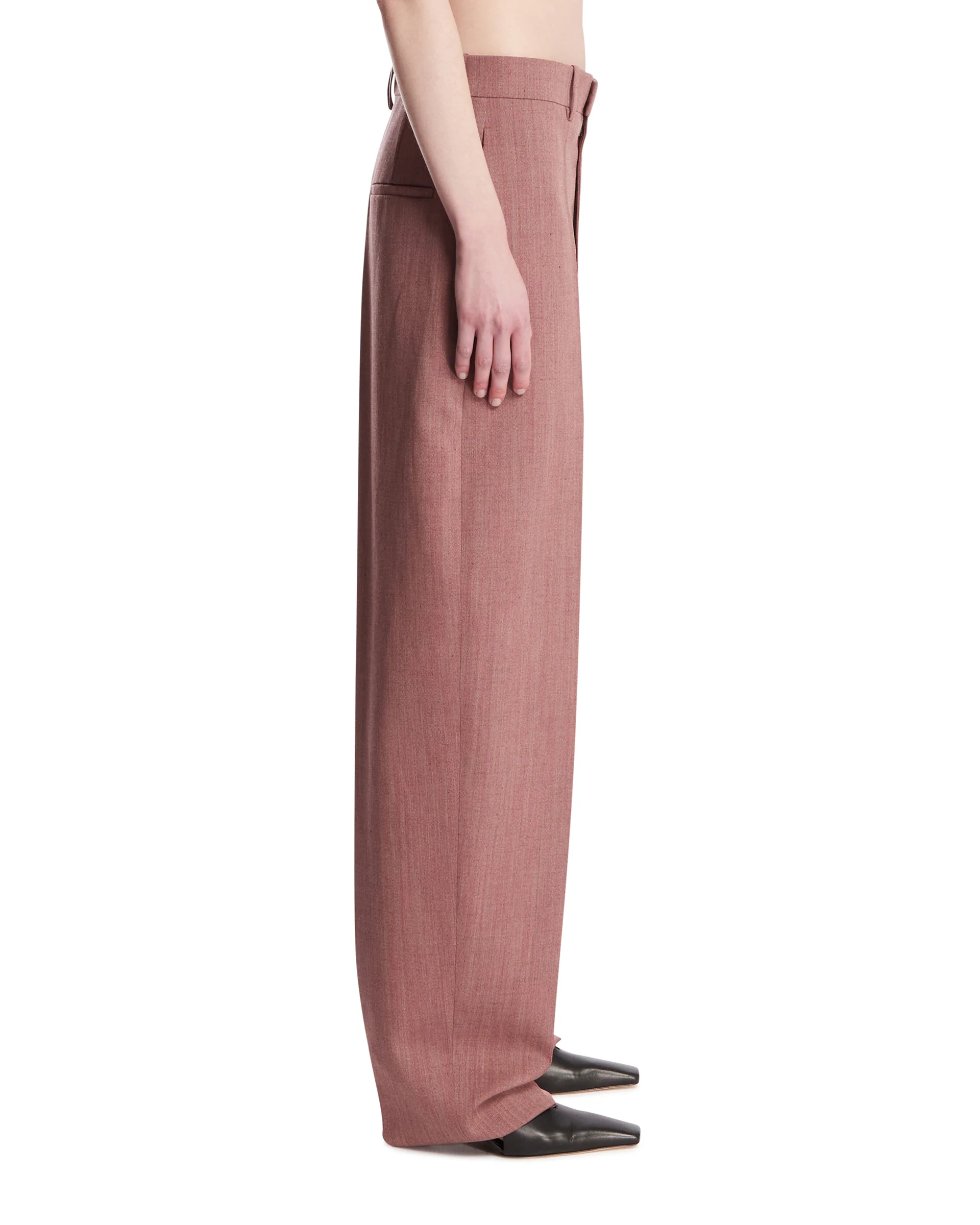Pantaloni In Lana E Lino Rosa - Image 4